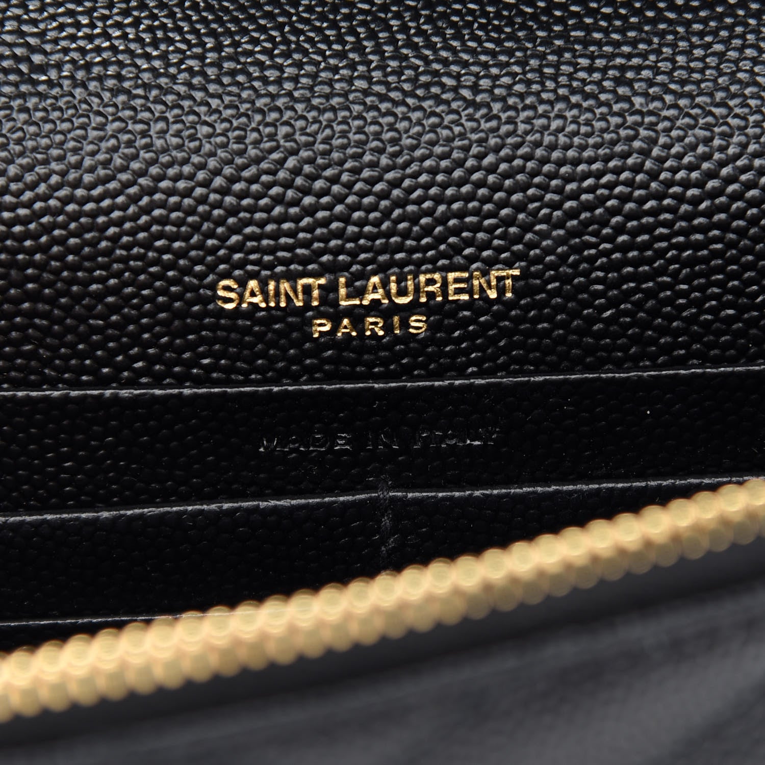 Saint Laurent Grain De Poudre Matelasse Chevron Monogram Envelope Chain Wallet Black 6 of 10