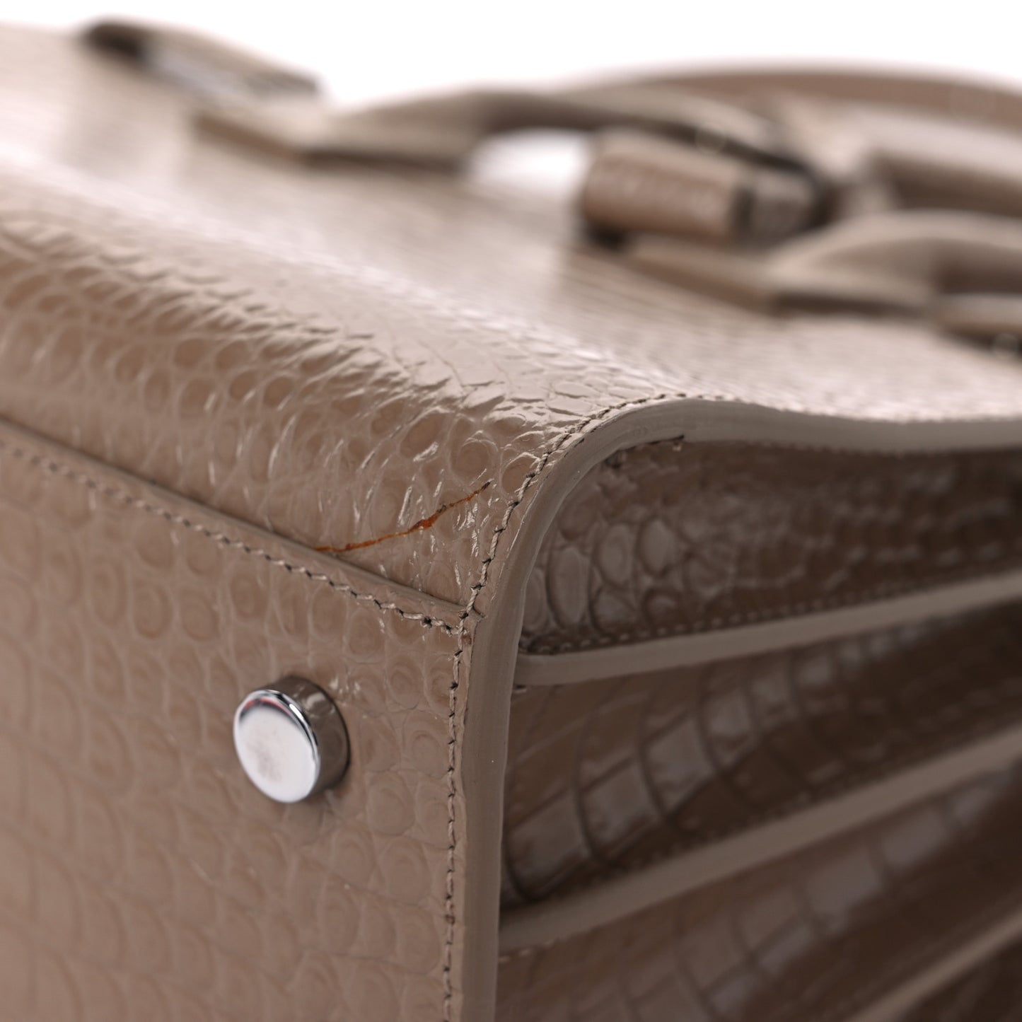 Calfskin Crocodile Embossed Baby Sac De Jour Brown