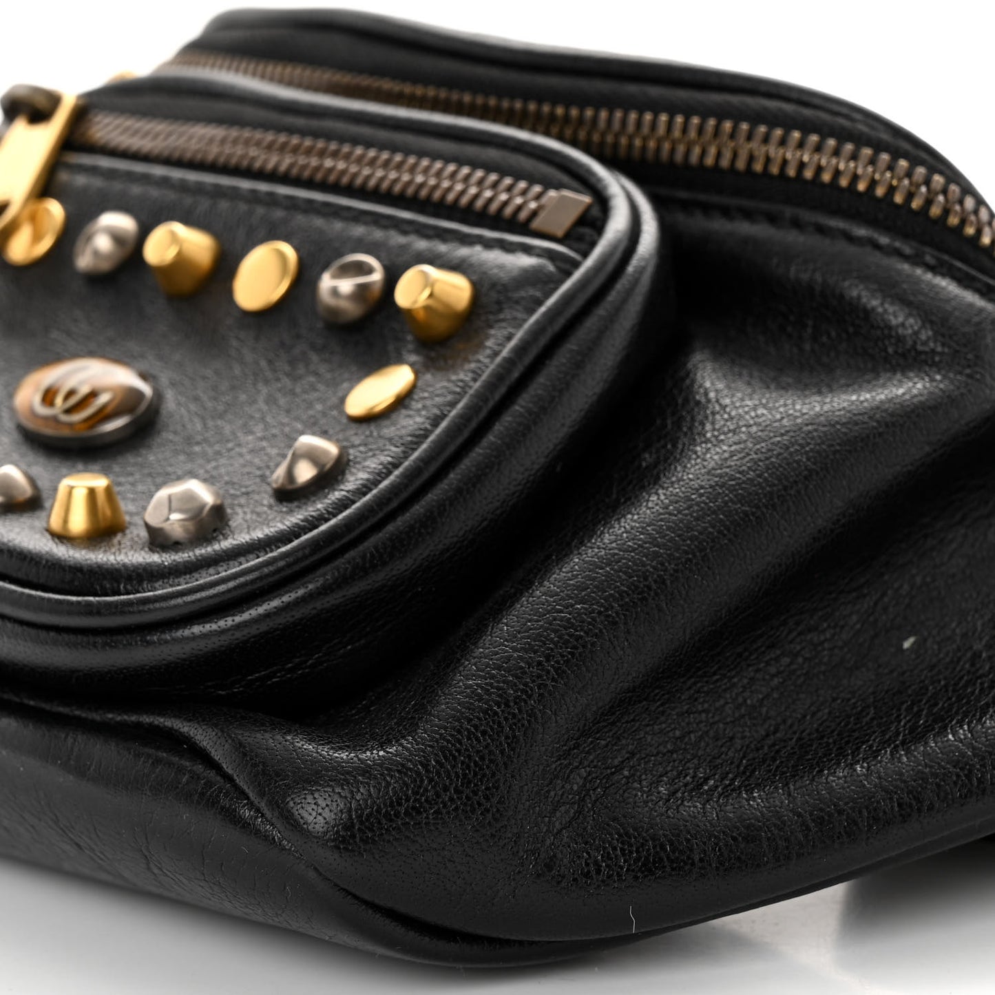 Calfskin Ophidia Studs Belt Bag Black