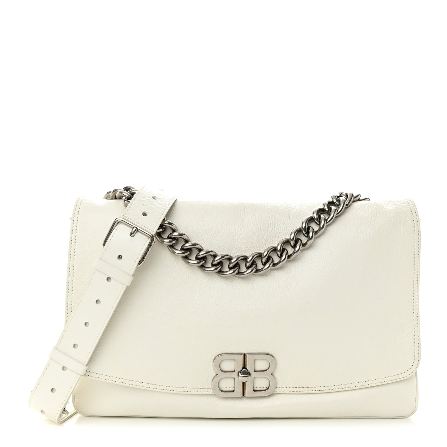 Peach Calfskin Large BB Soft Bag White