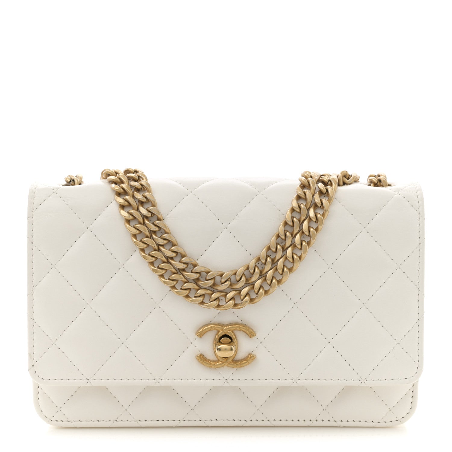 Chanel Lambskin Quilted Pillow Crush Wallet On Chain WOC White
