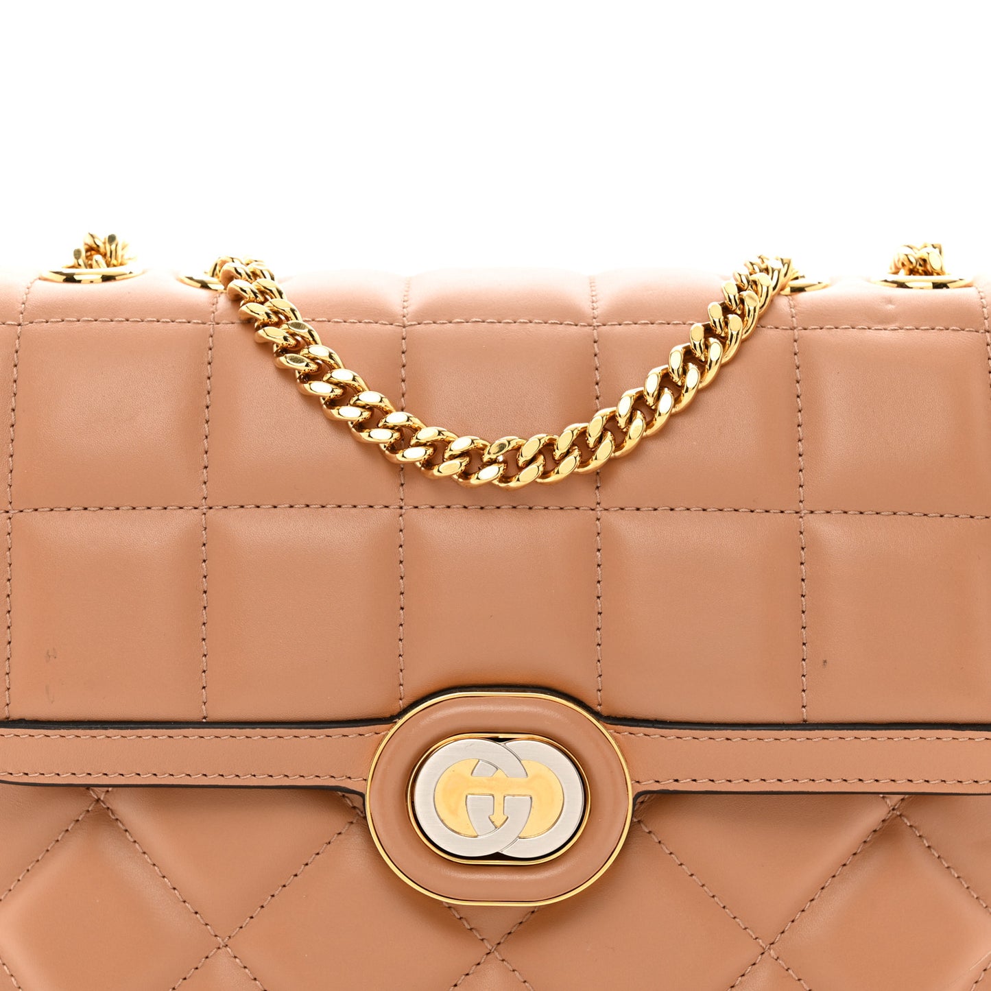 Calfskin Quilted Small Deco Shoulder Bag Camelia