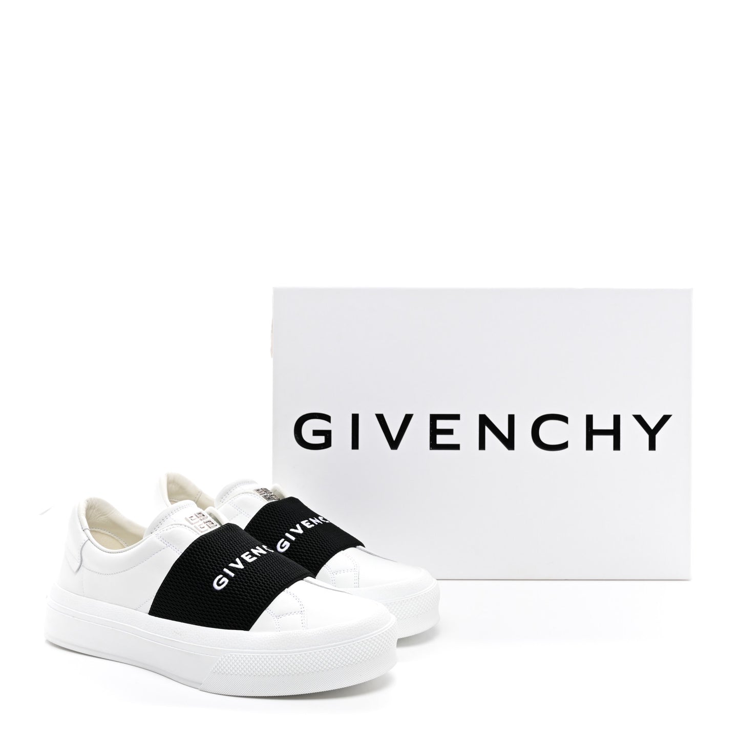 Calfskin Band Logo Womens City Sport Sneakers 38 White Black