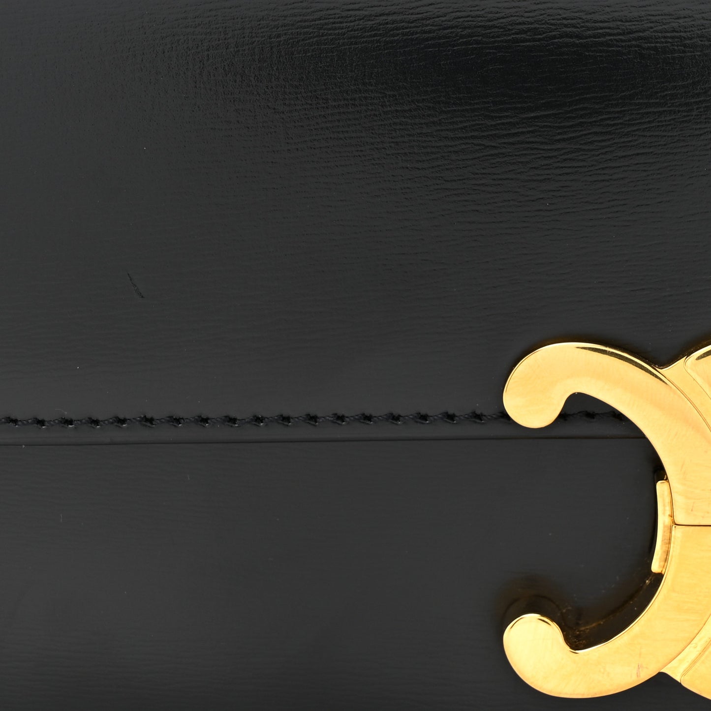 Shiny Calfskin Triomphe Shoulder Bag Black