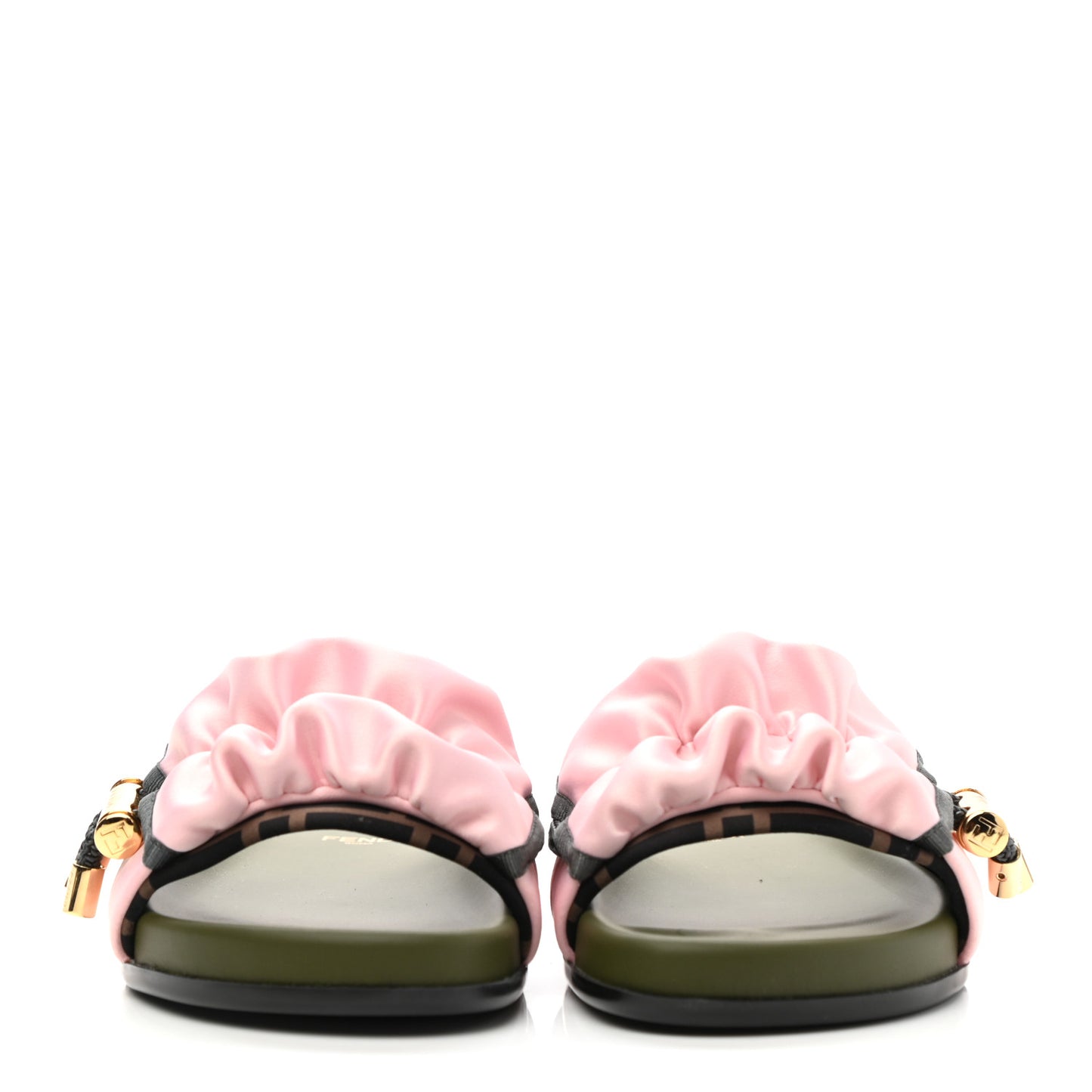Satin Fendi Feel Slide Sandals 35.5 Pink