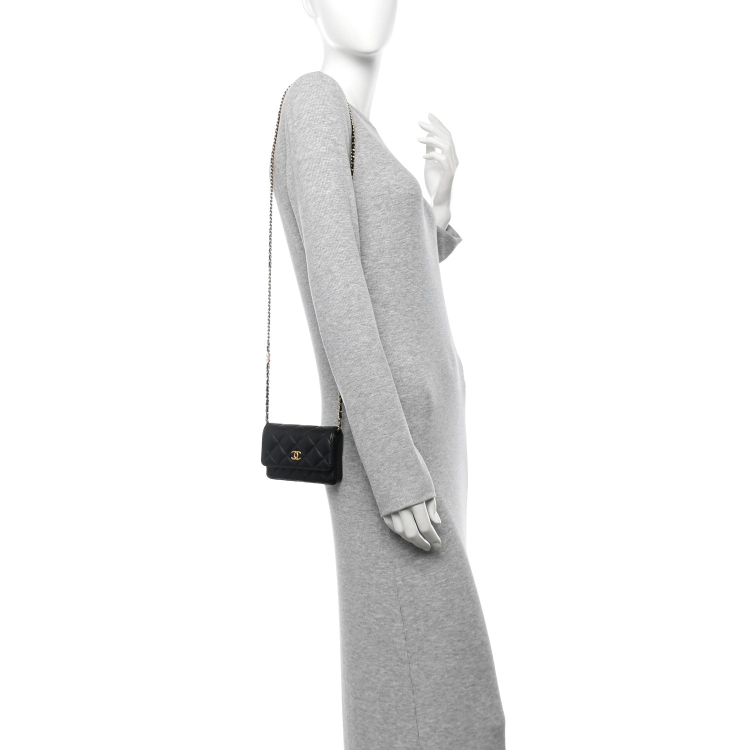 Chanel Lambskin Enamel Quilted Coco Hearts Clutch With Chain Black 2 of 12