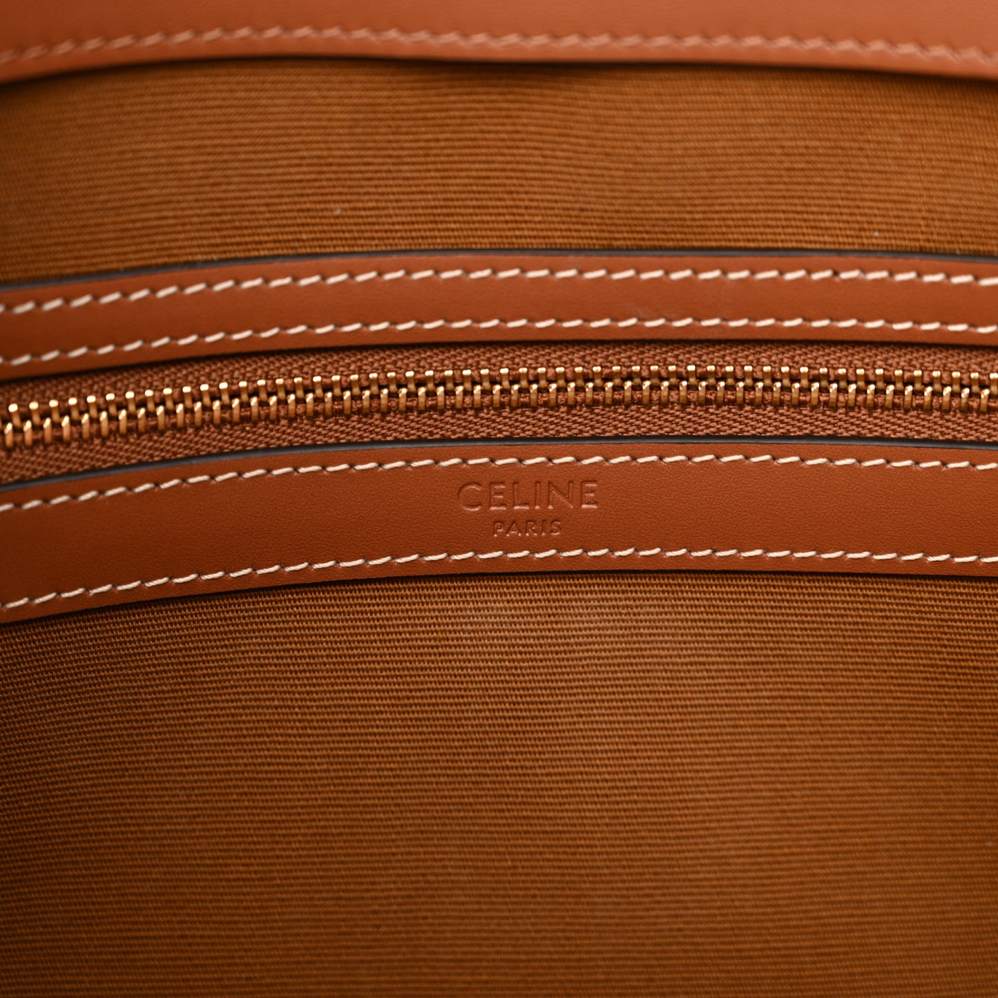 Triomphe Canvas Calfskin Small Cabas Bag Tan