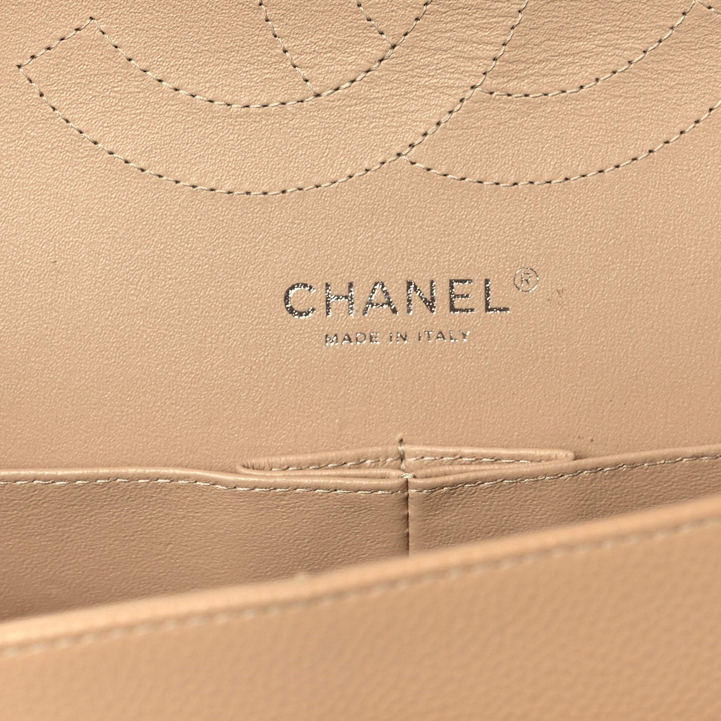 Caviar Quilted Jumbo Double Flap Beige