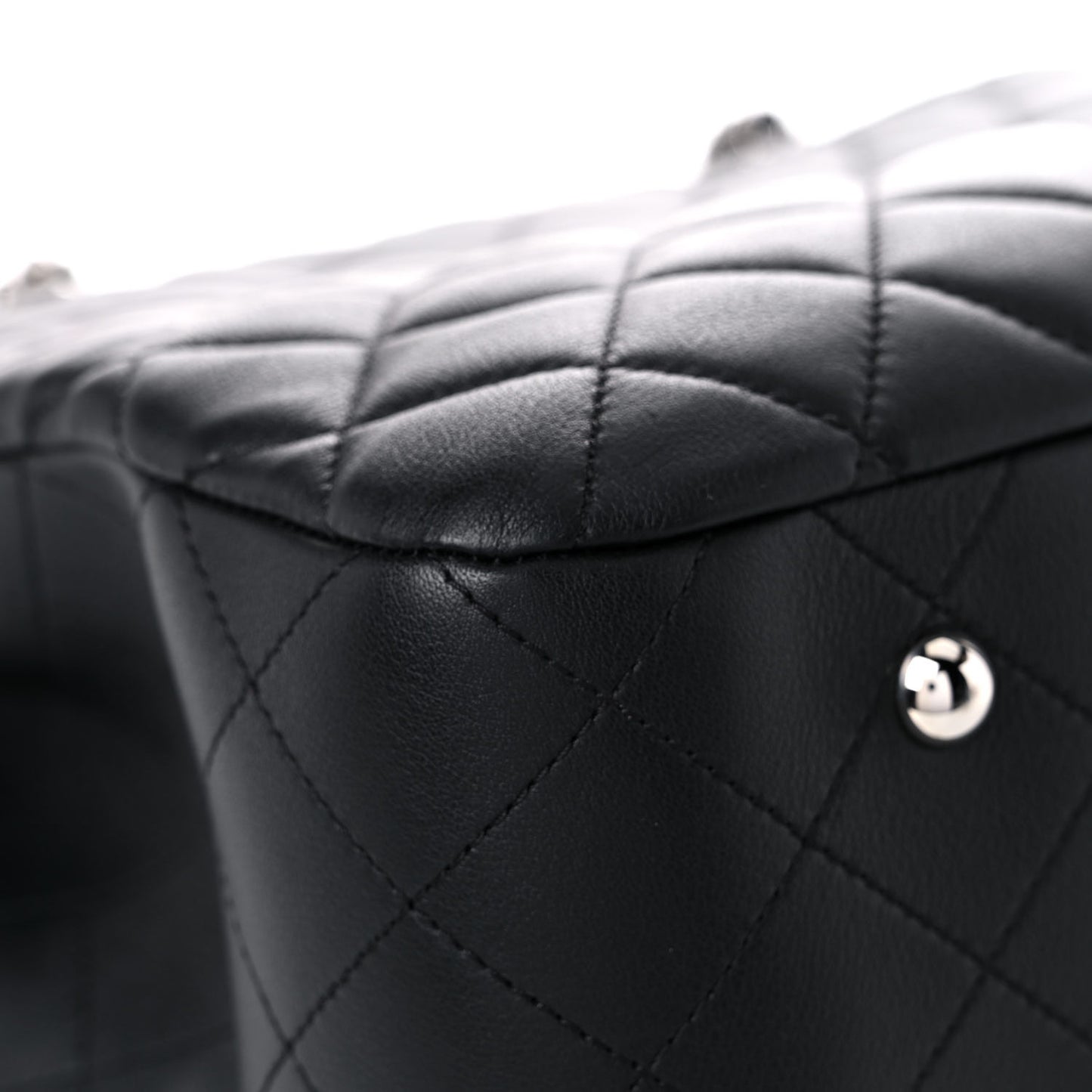 Calfskin Quilted Large Classic Shopping Tote Black