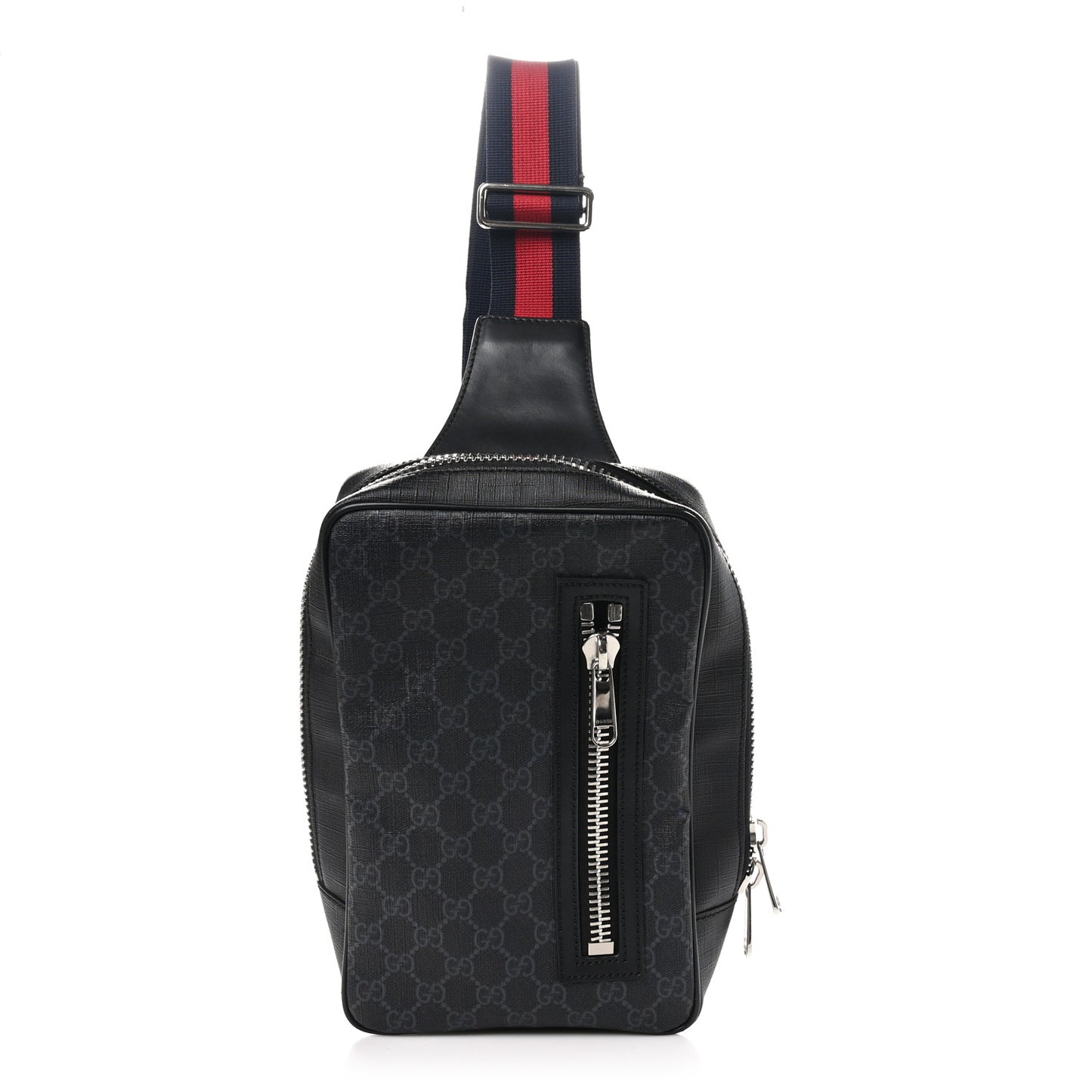 GG Supreme Monogram Web Belt Bag Black Grey