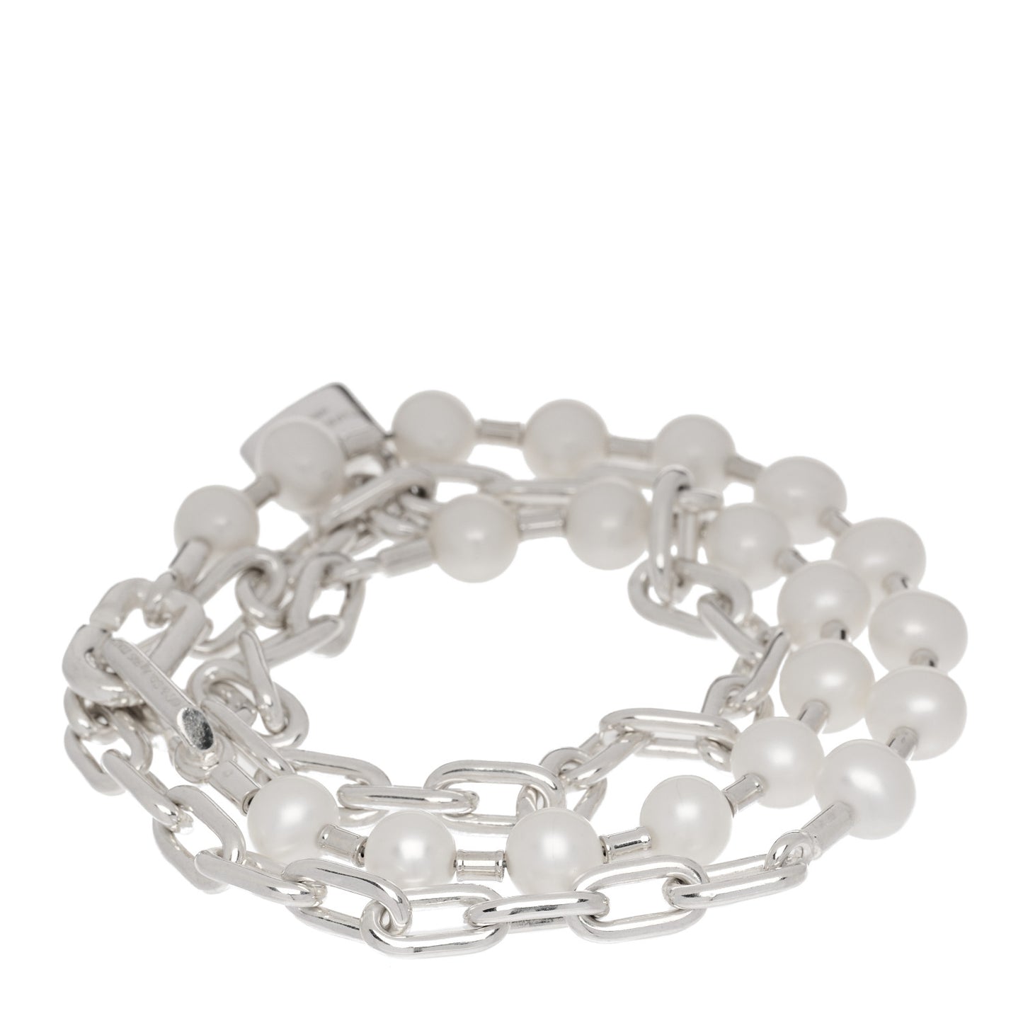 Sterling Silver Freshwater Cultured Pearl HardWear Lock Bracelet