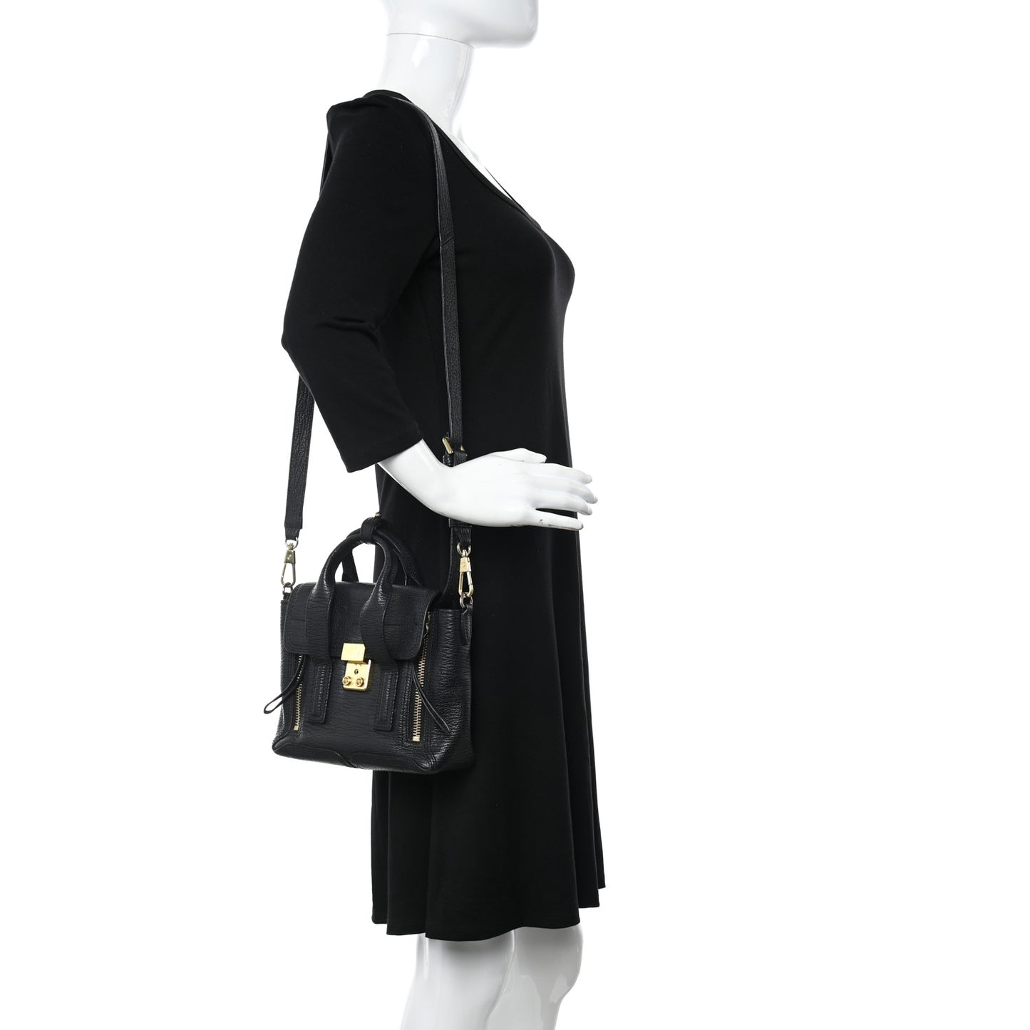 Textured Calfskin Mini Pashli Satchel Black
