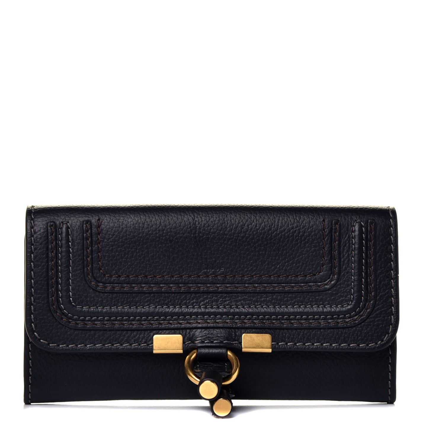 Calfskin Marcie Continental Flap Wallet Black