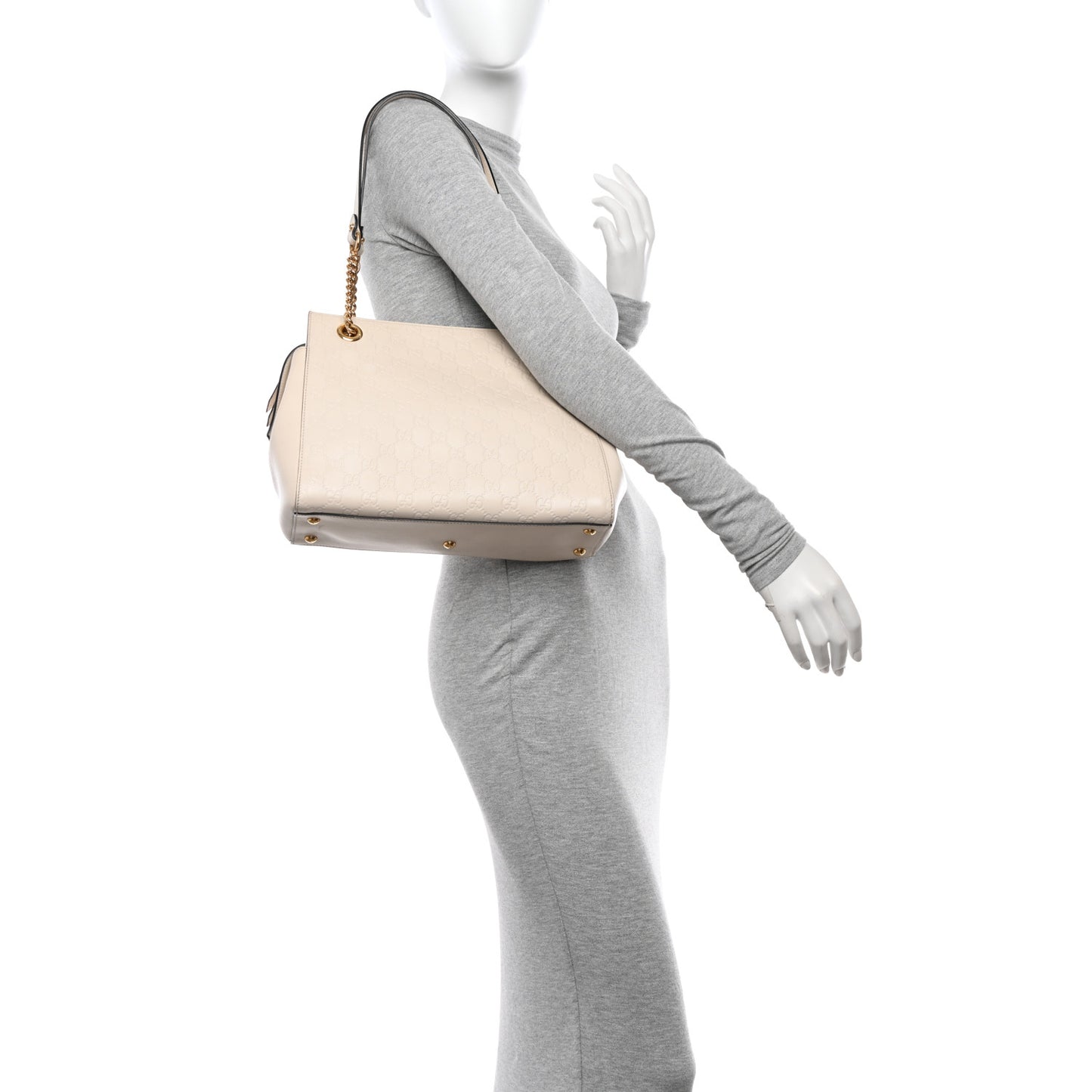 Guccissima Signature Medium Shoulder Tote Bag Mystic White