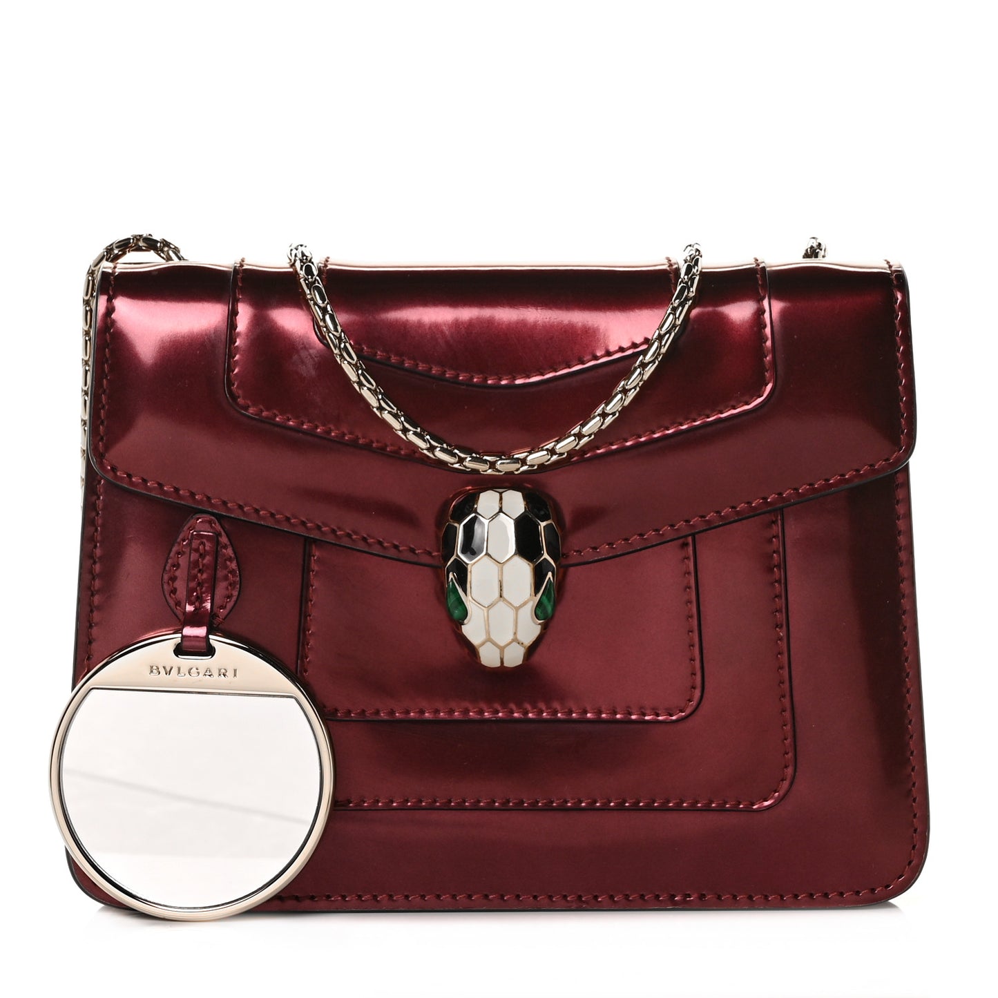 Metallic Calfskin Small Serpenti Forever Snake Strap Crossbody Bag Dark Red