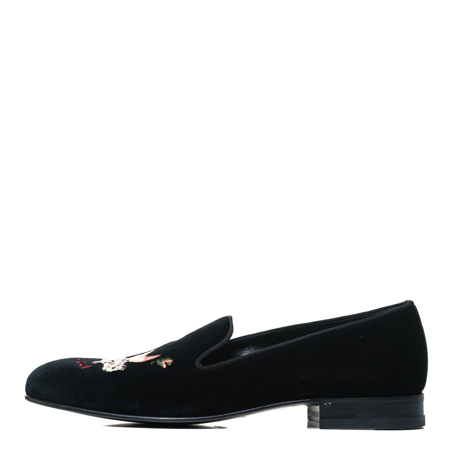 Gucci Velvet Embroidered Mens Loafers 8 Black 1 of 8
