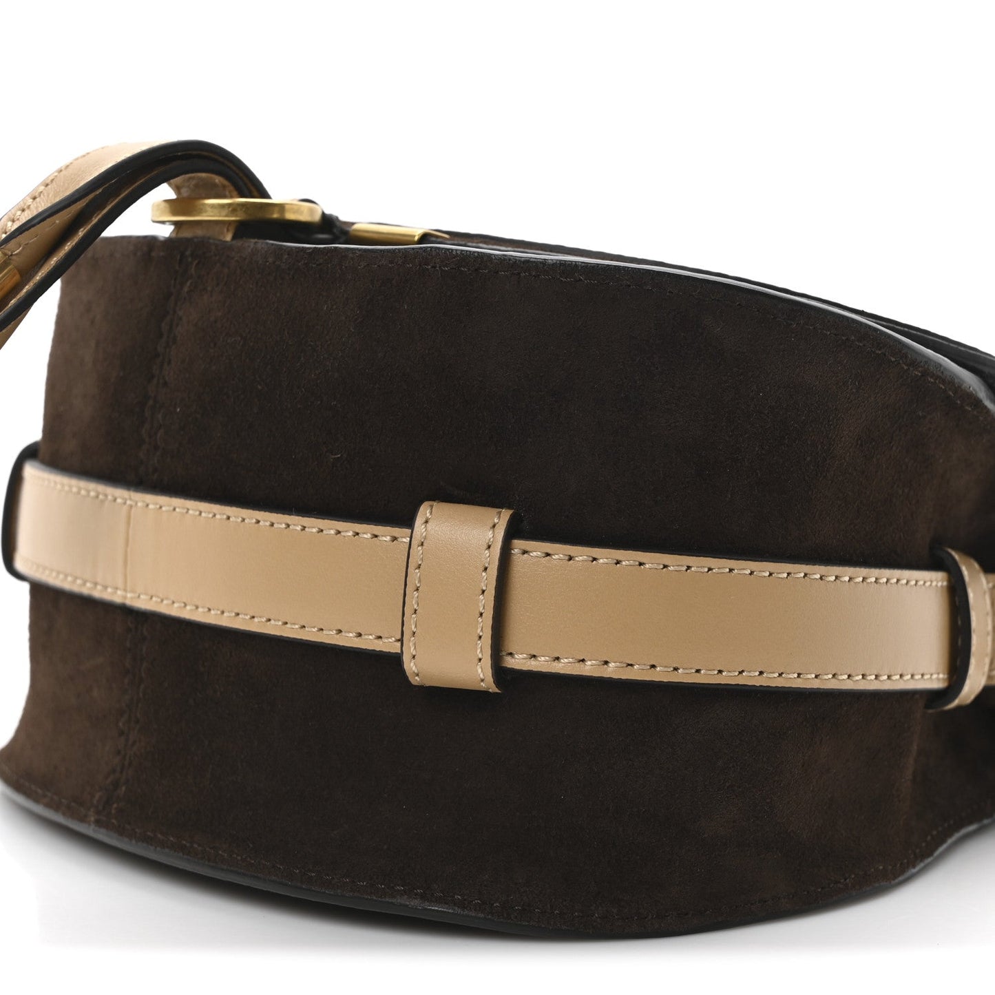 Suede Calfskin Small Marcie Saddle Bag Chocolate Brown