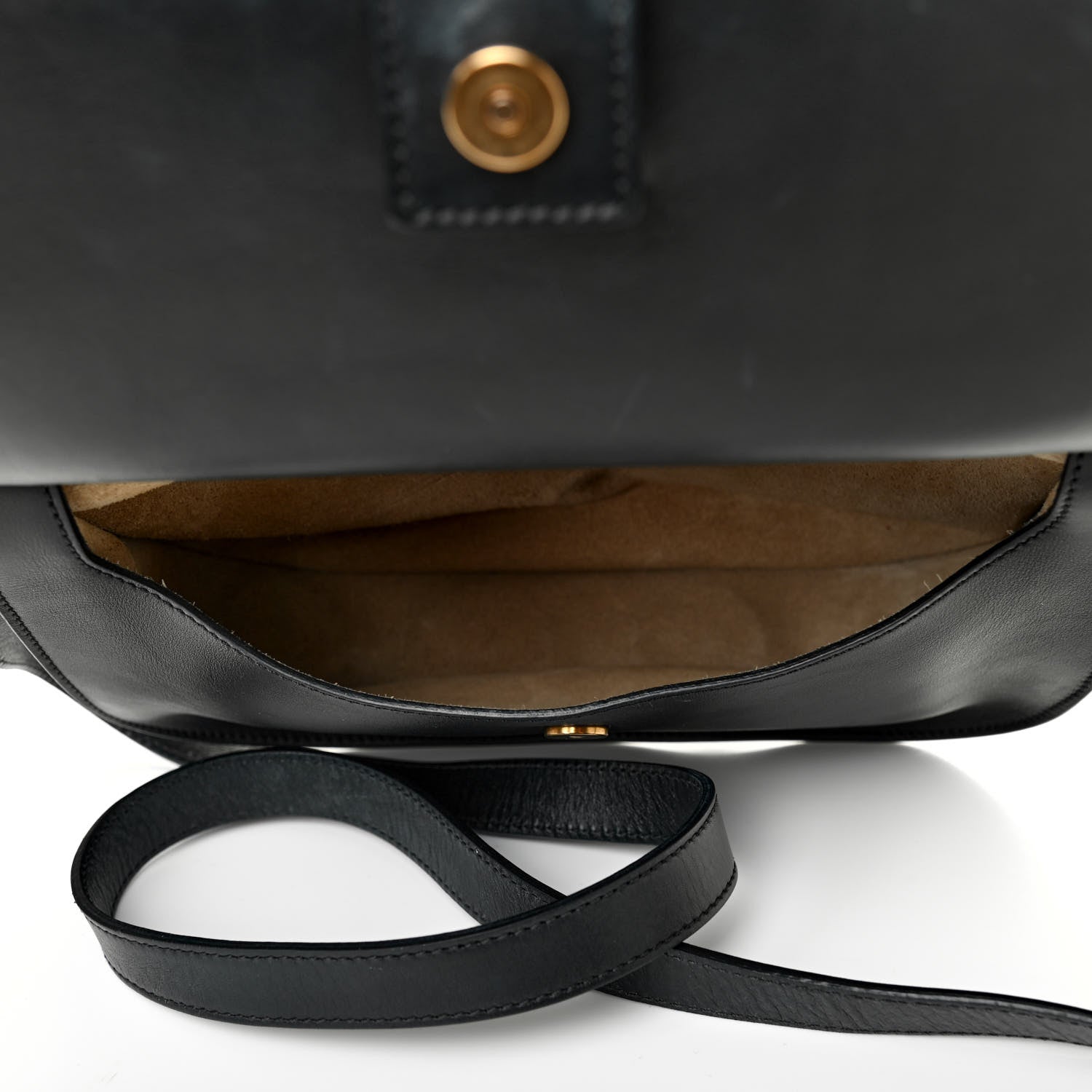 Chloe Suede Smooth Calfskin Medium Kurtis Shoulder Bag Black 4 of 4