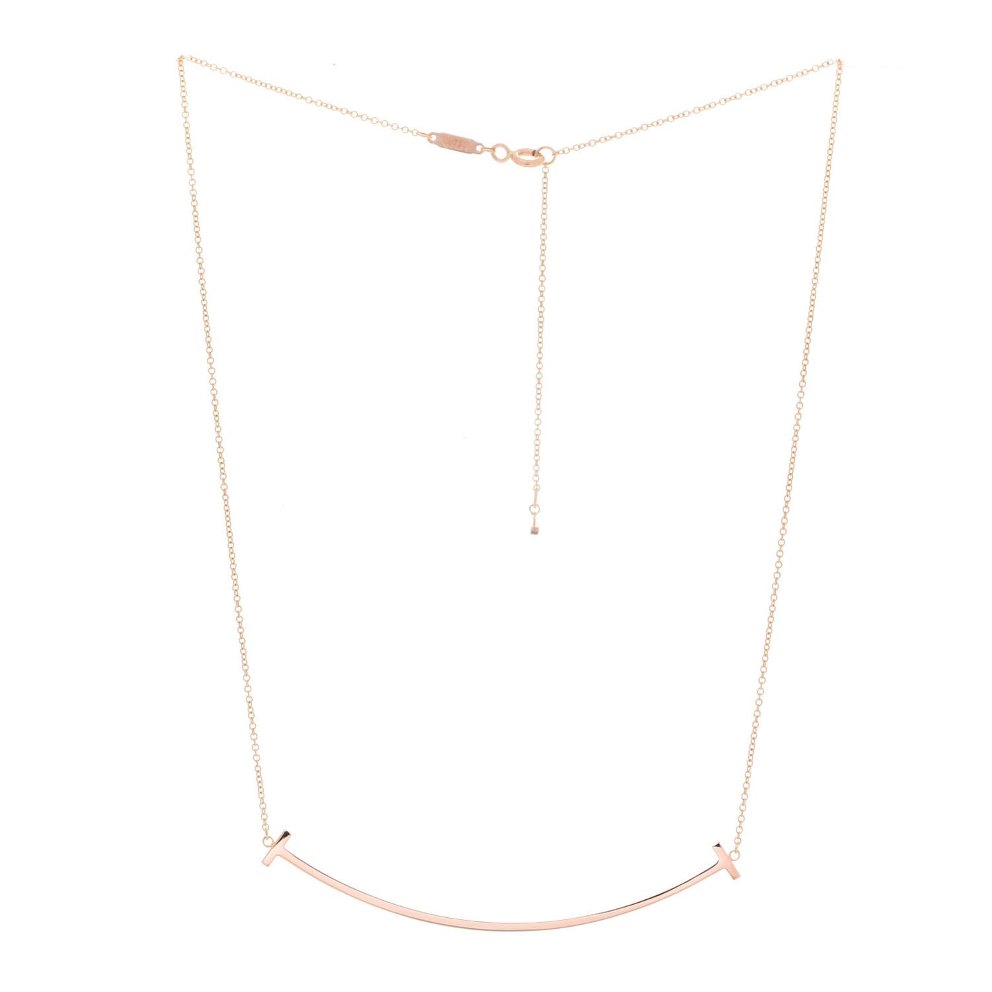 18K Rose Gold Large T Smile Pendant Necklace