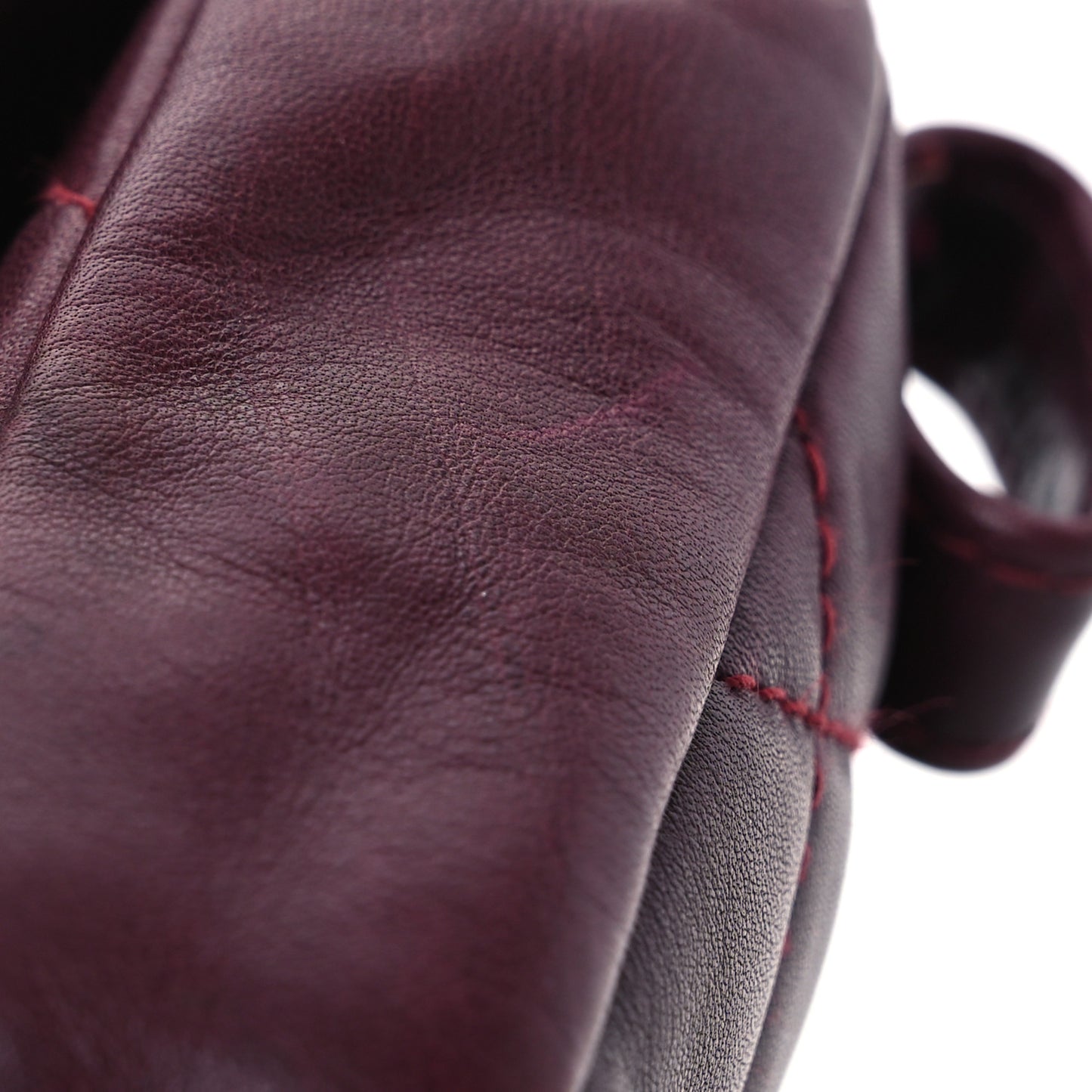 Lambskin Diamond Stitched Waist Chain Belt Flap Bag Burgundy