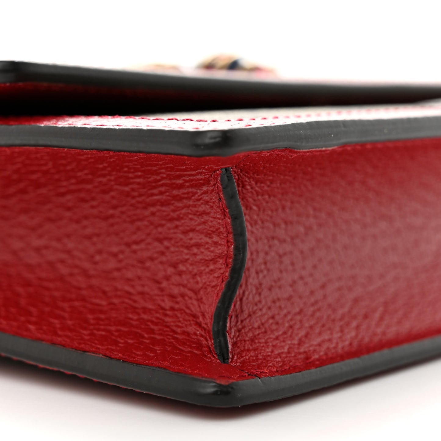 GG Supreme Monogram Web Queen Margaret Chain Wallet Red