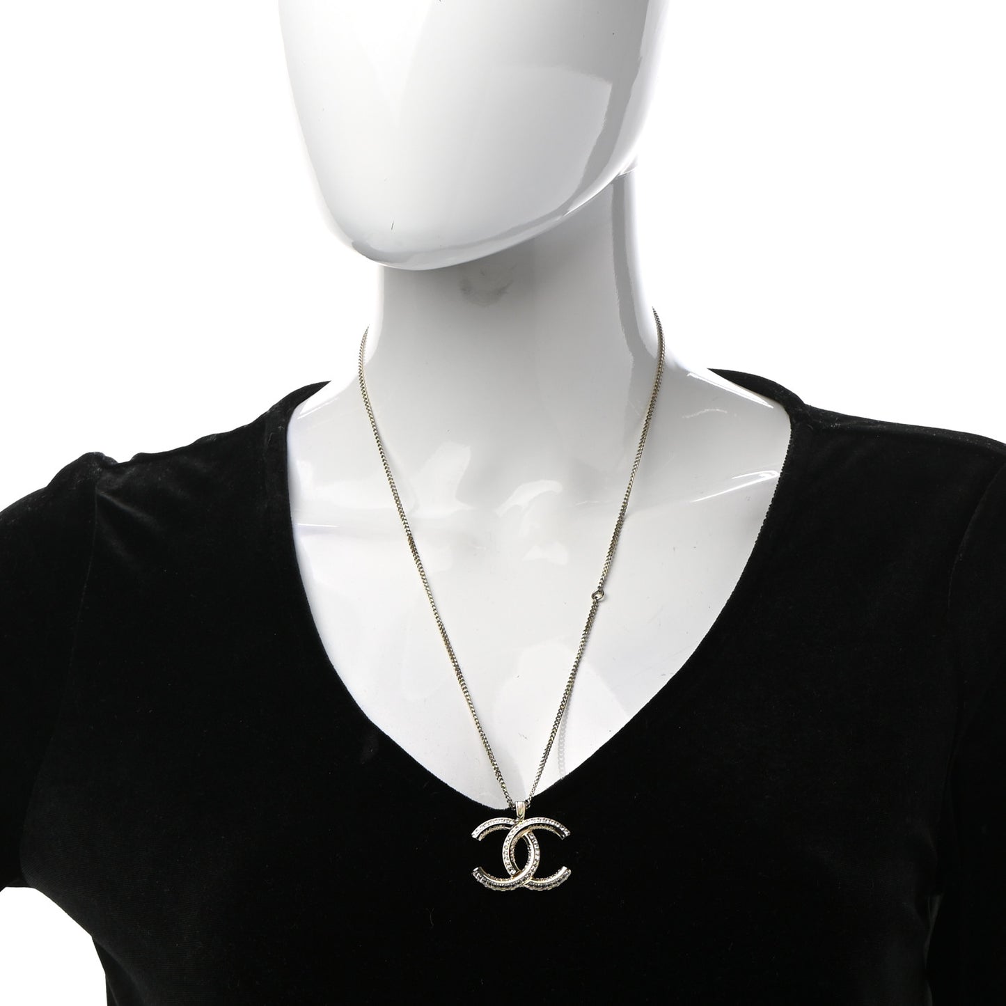 Crystal CC Pendant Necklace Gold