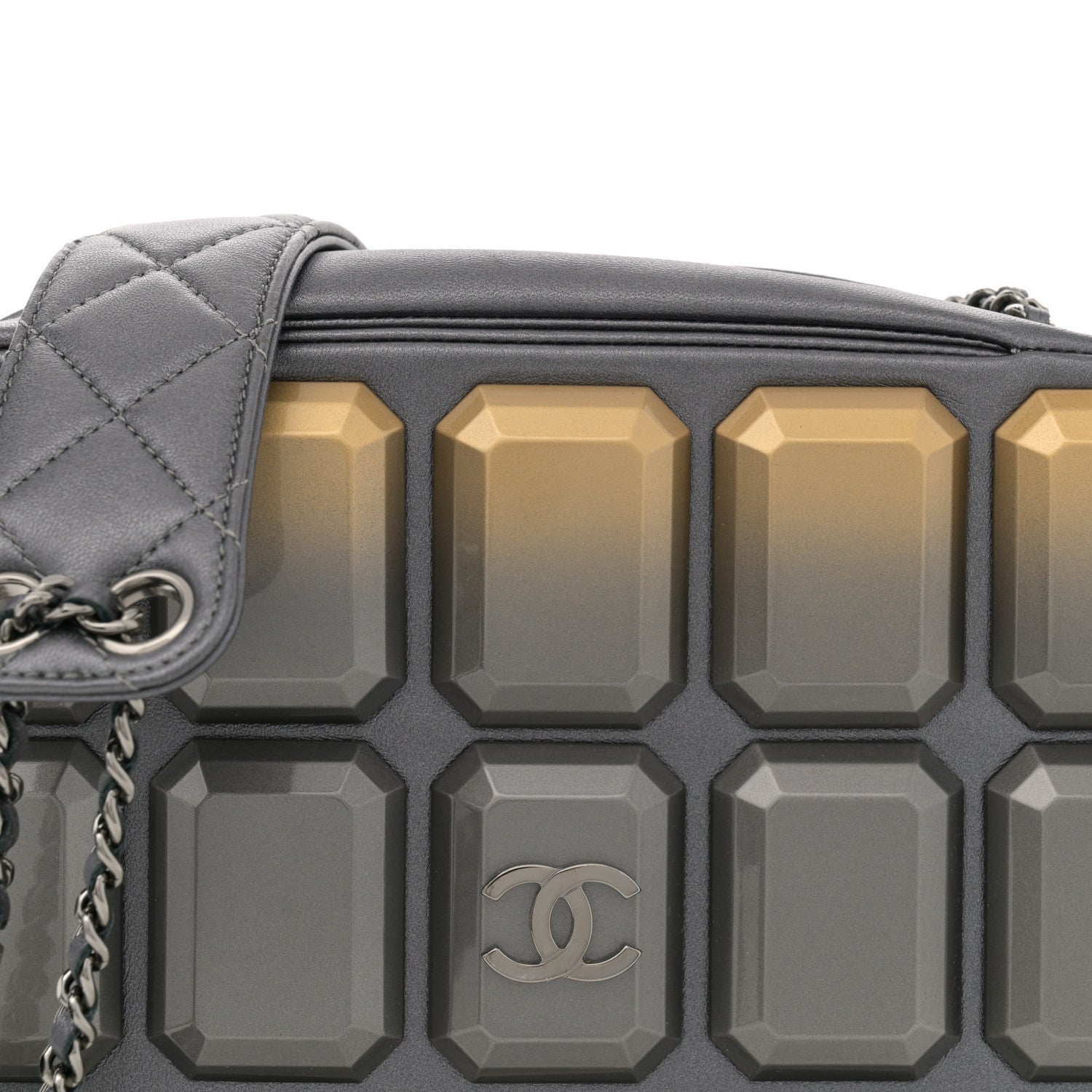 Chanel Metallic Lambskin Plexiglass Evening Art Camera Case Silver 8 of 11