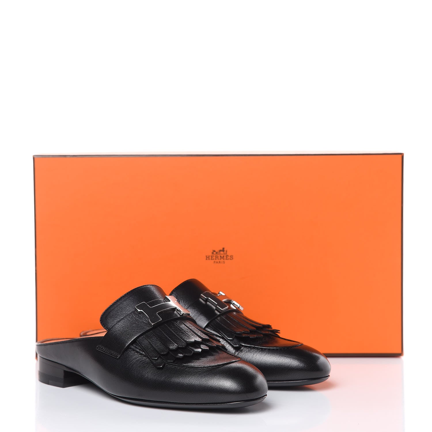 Hermes Goatskin Rivoli Mules 35 Black 9 of 9