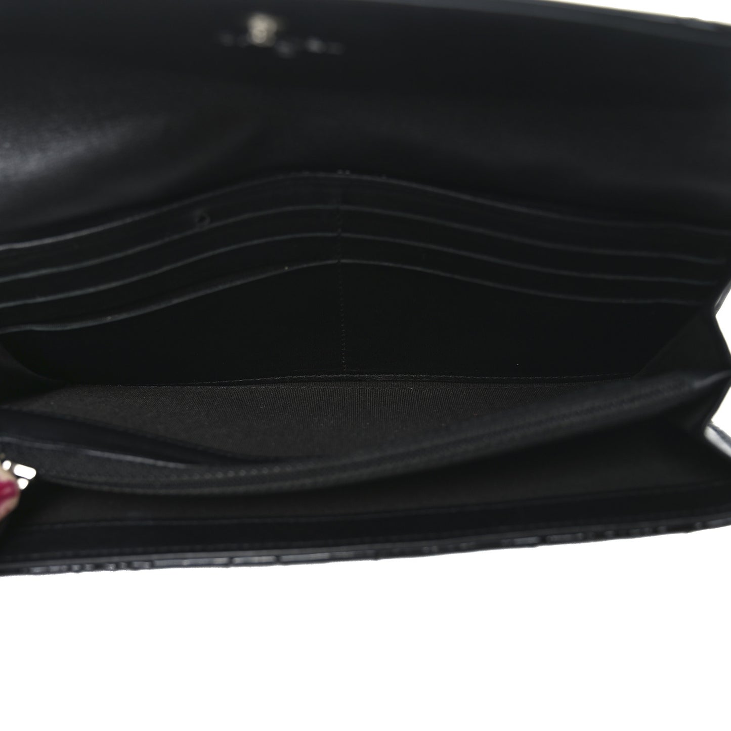 Patent Quilted Large Brilliant Flap Wallet Black