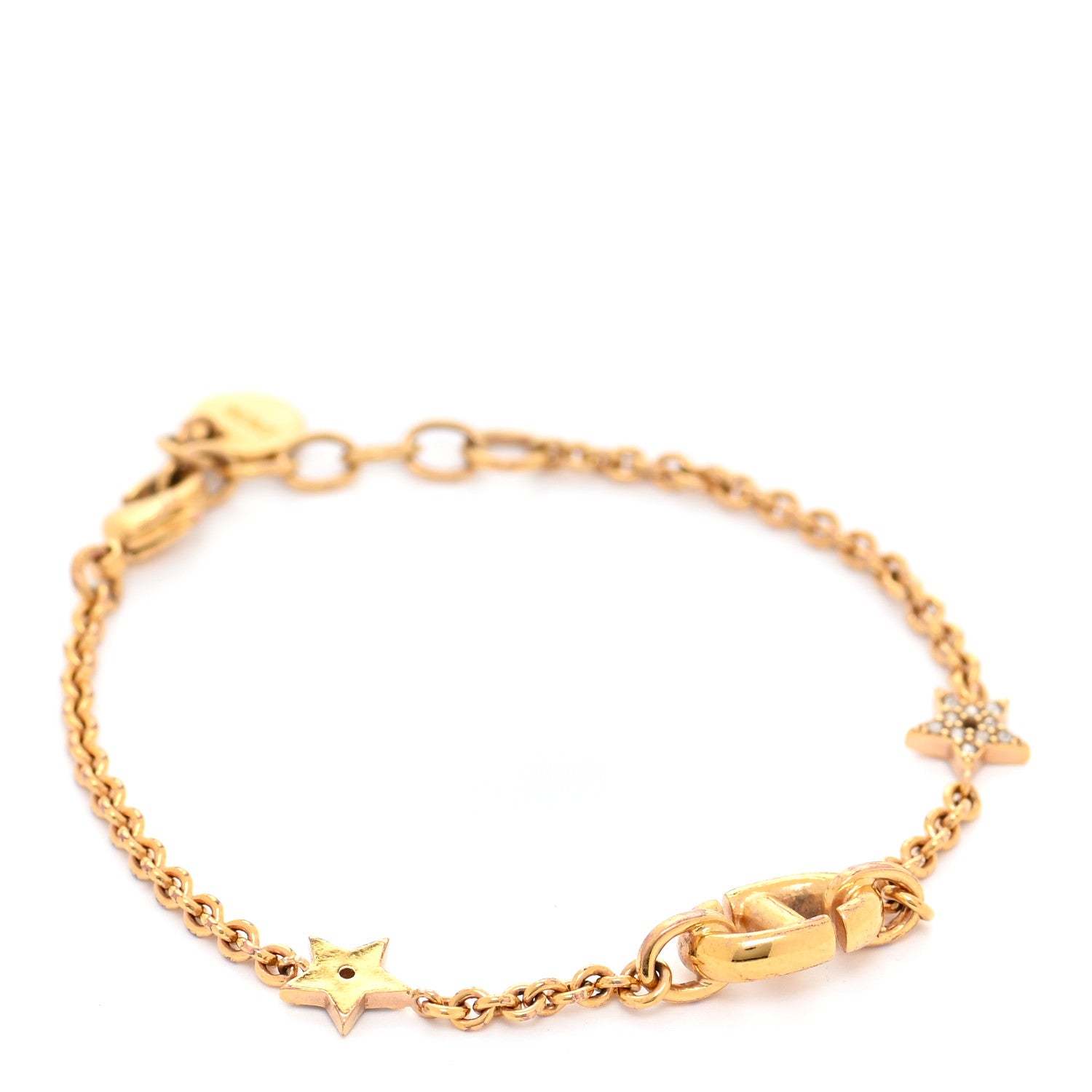 Christian Dior Metal Crystal Star CD Bracelet Gold 1 of 5