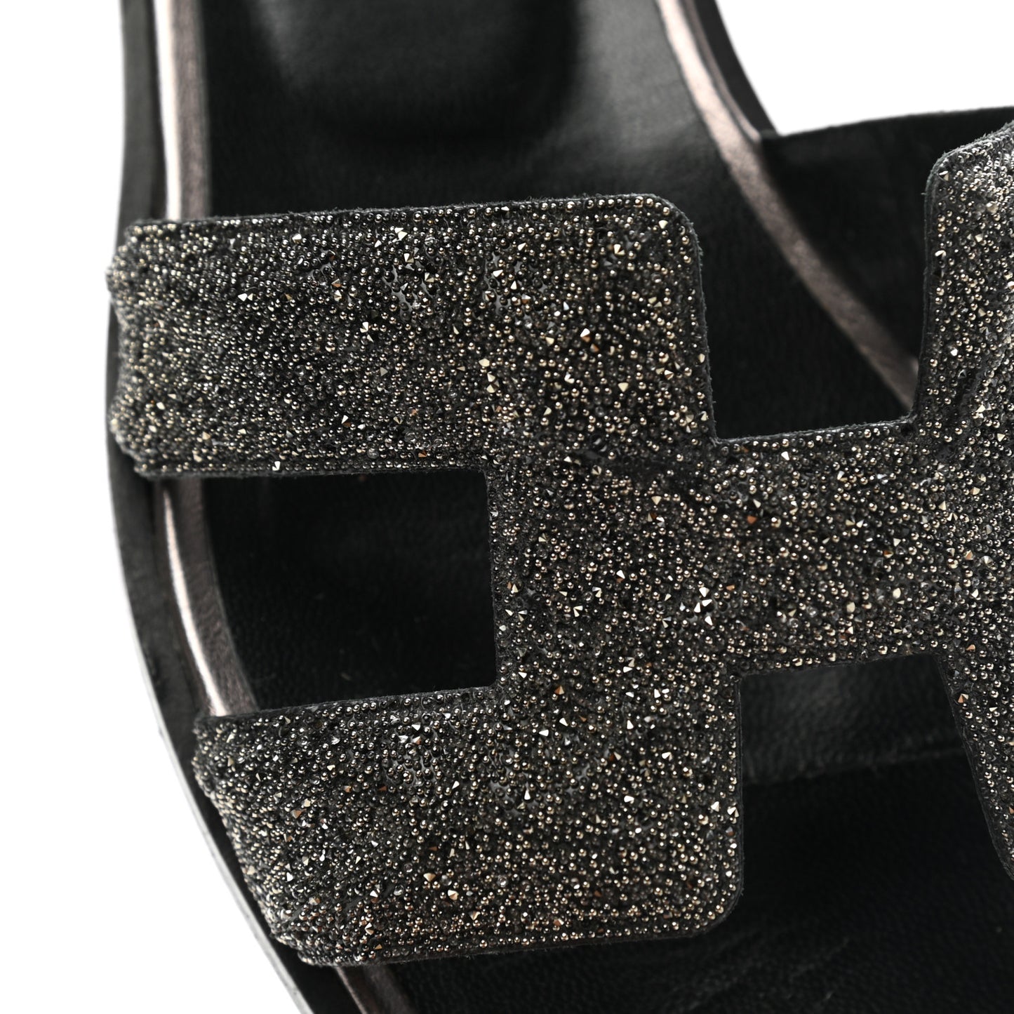 Goatskin Crystal Oran Sandals 35 Black
