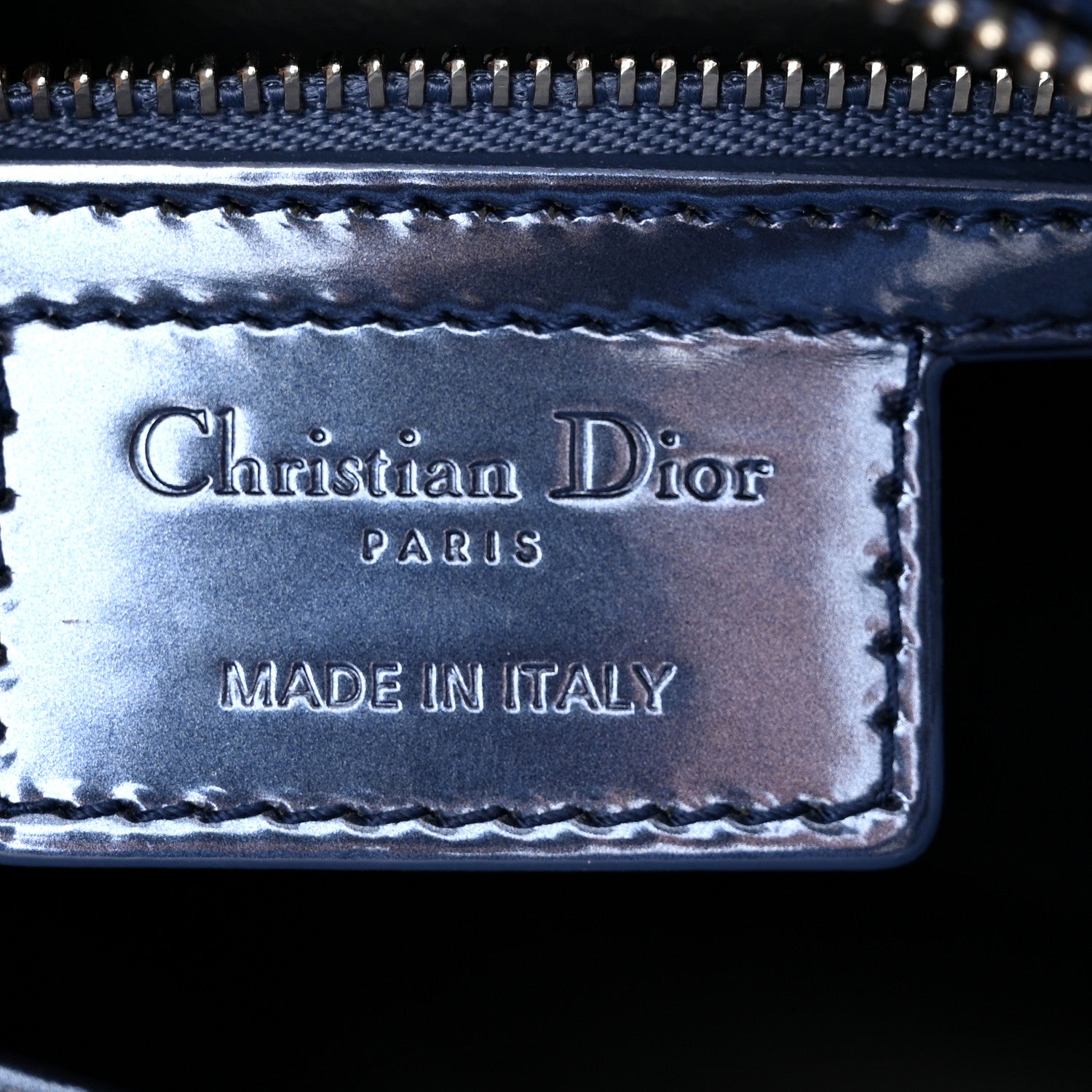Christian Dior Metallic Patent Micro-Cannage Medium Lady Dior Blue 6 of 12