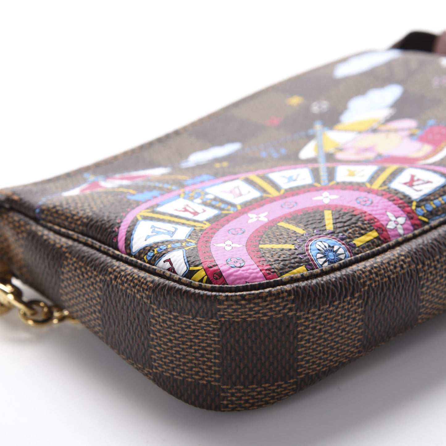 Damier Ebene 2020 Christmas Animation Big Wheel Mini Pochette Accessories Rose Ballerine