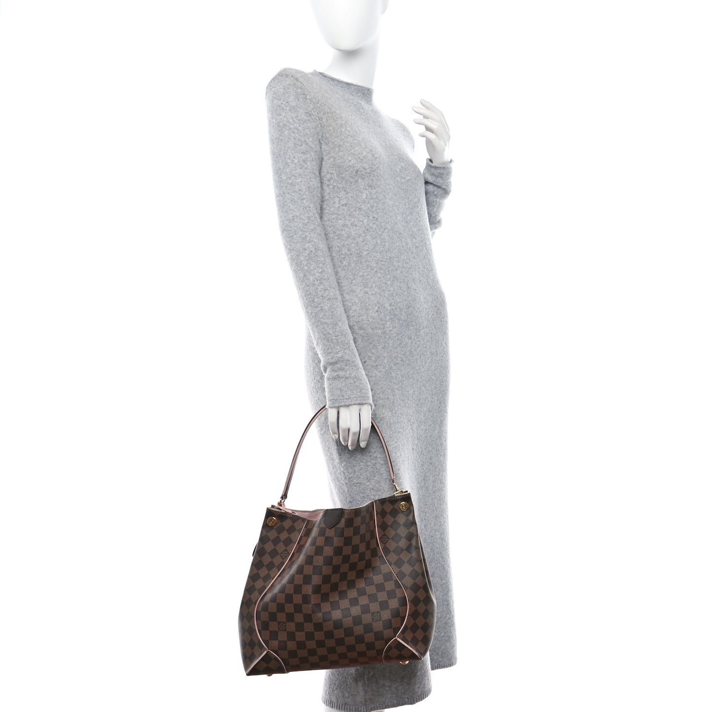 LOUIS VUITTON Damier Ebene Caissa Hobo Rose Ballerine