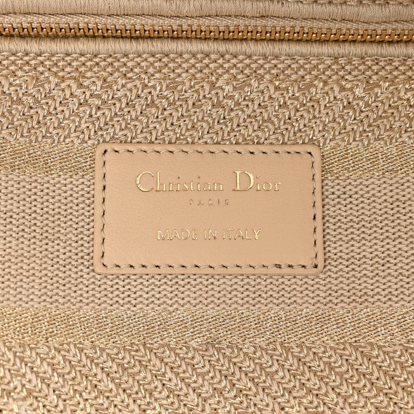 Canvas Embroidered Cannage Medium Lady D-Lite Beige