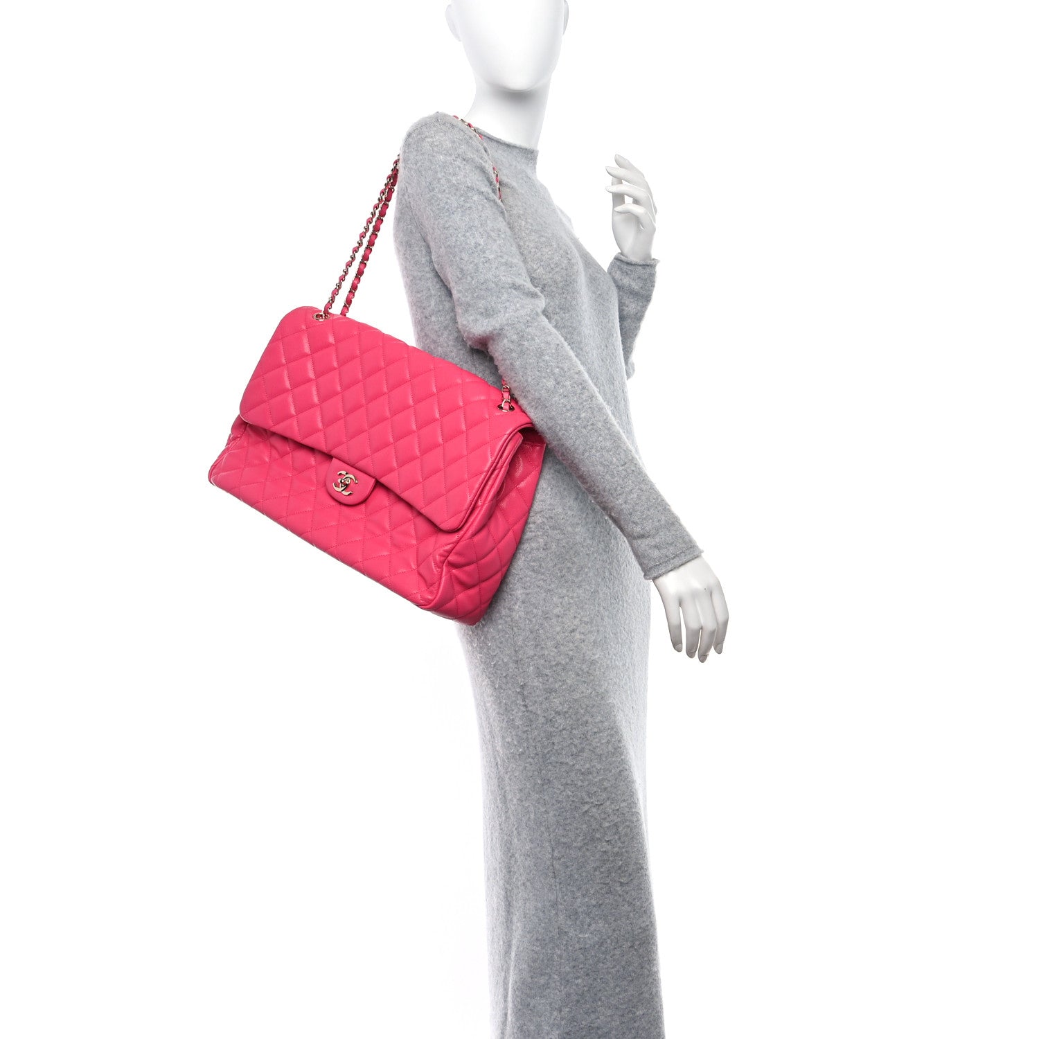 Chanel Caviar Quilted XXL Travel Flap Bag Dark Pink 2 of 9