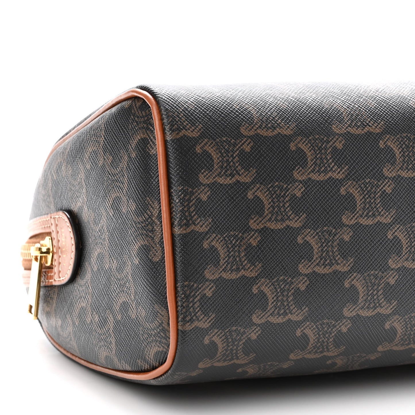 Triomphe Canvas Calfskin Small Boston Bag Tan