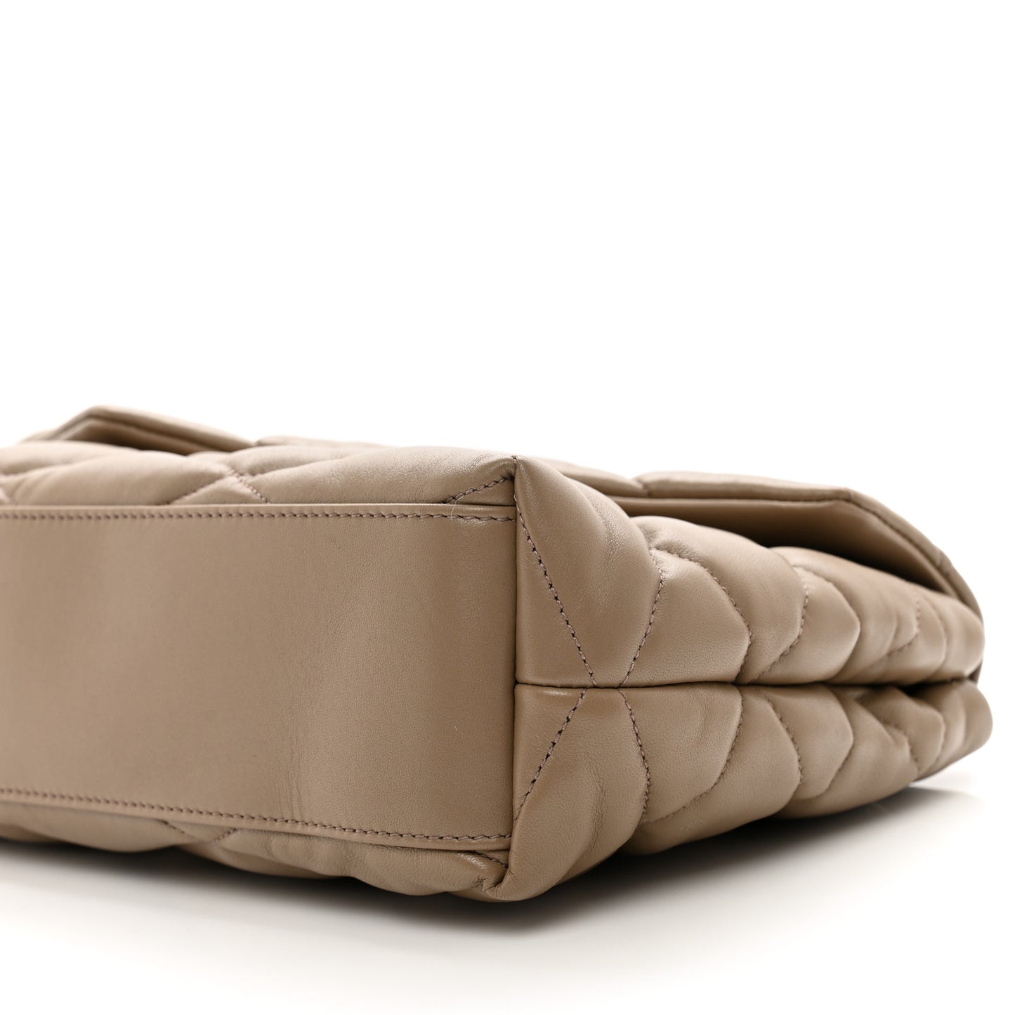 Lambskin Quilted Sade Puffer Envelope Clutch Dark Beige