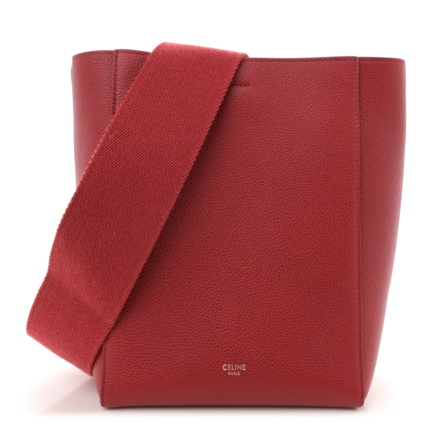 Soft Grained Calfskin Sangle Bucket Bag Red