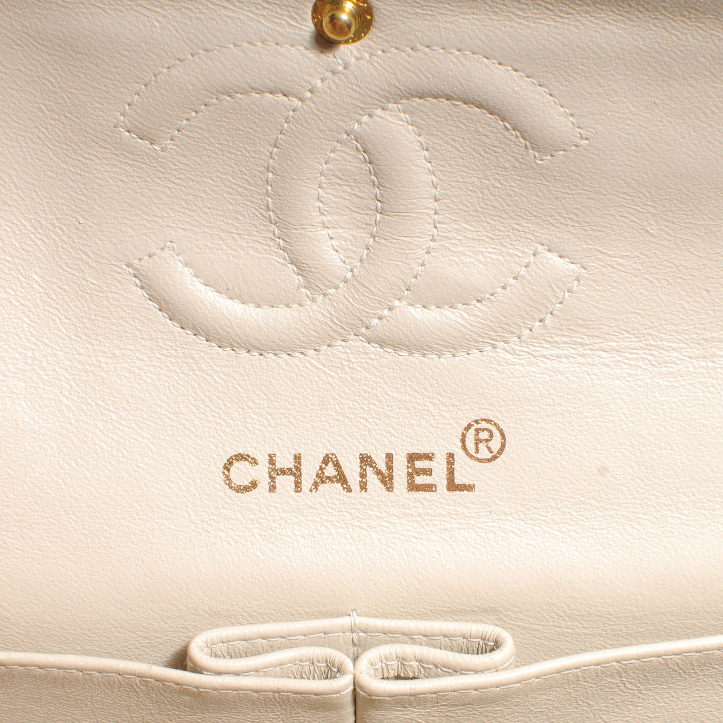 Canvas Camellia Small Double Flap Ivory