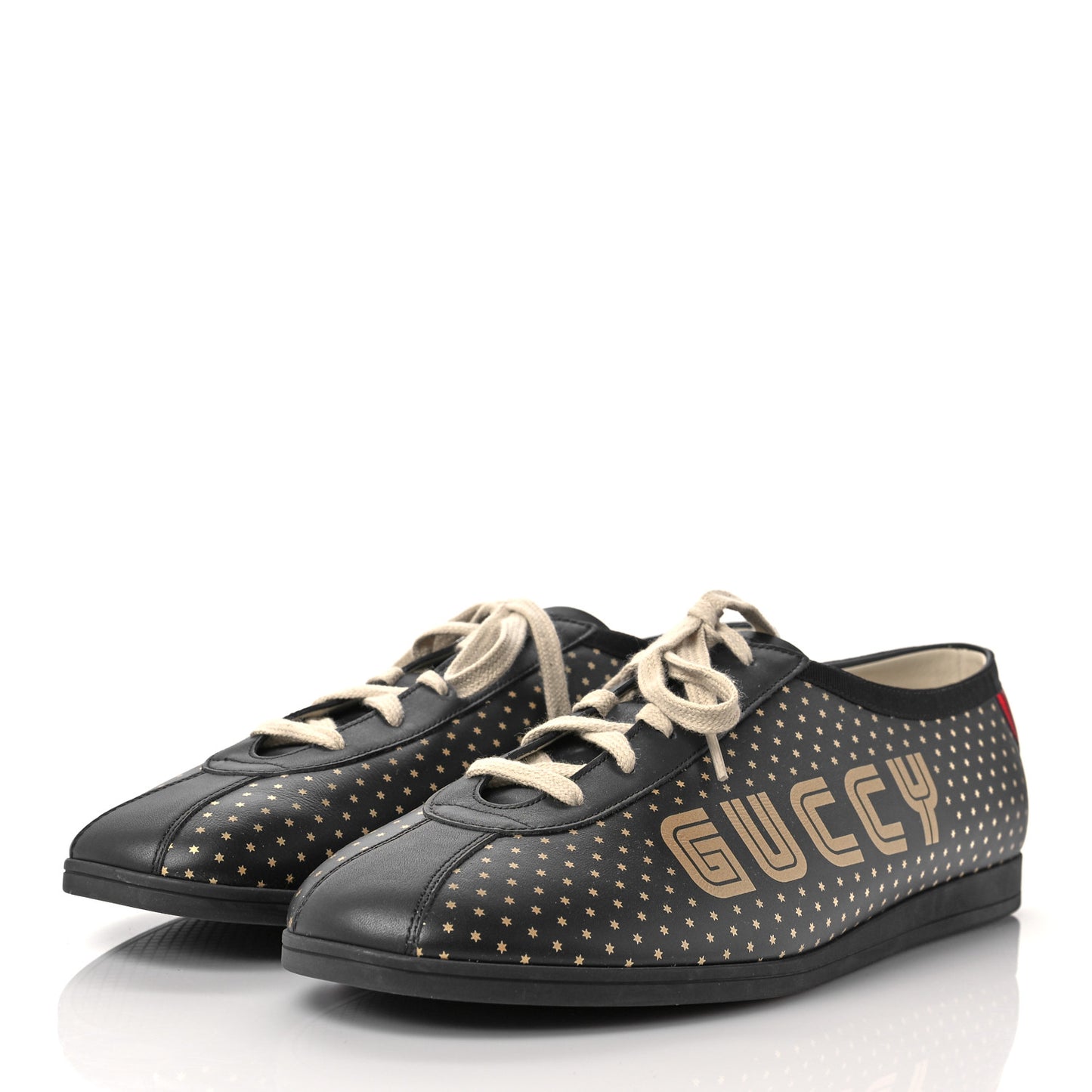 X SEGA Calfskin GUCCY Stars Mens Falacer Sneakers 12 Black