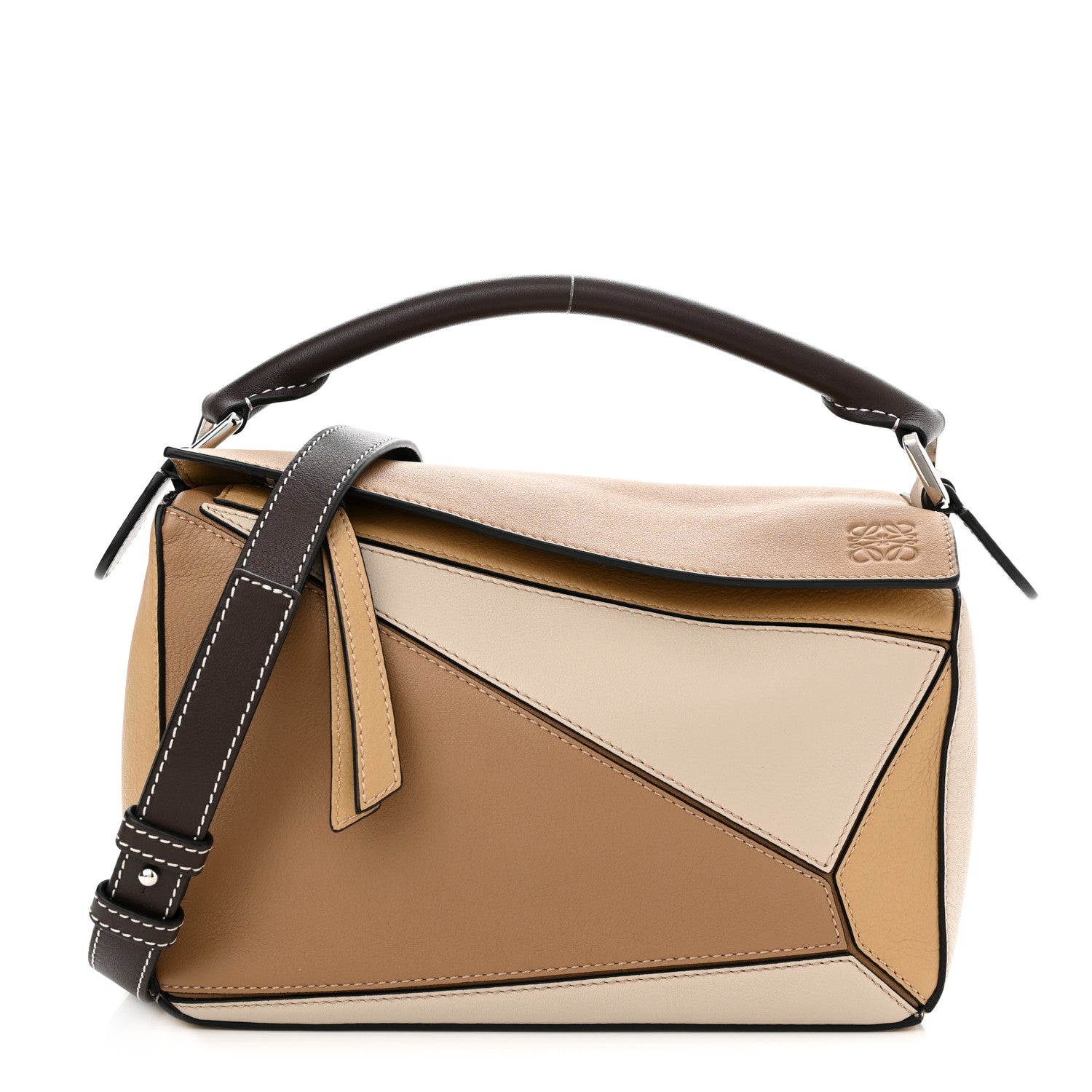 Loewe Calfskin Small Puzzle Bag Mocca Multicolor 1222645