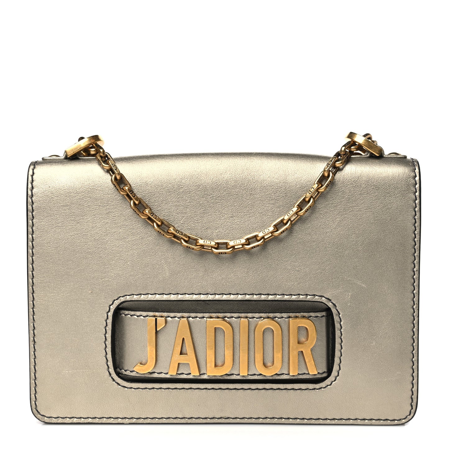 Metallic Calfskin J'Adior Mini Chain Flap Bag Gold