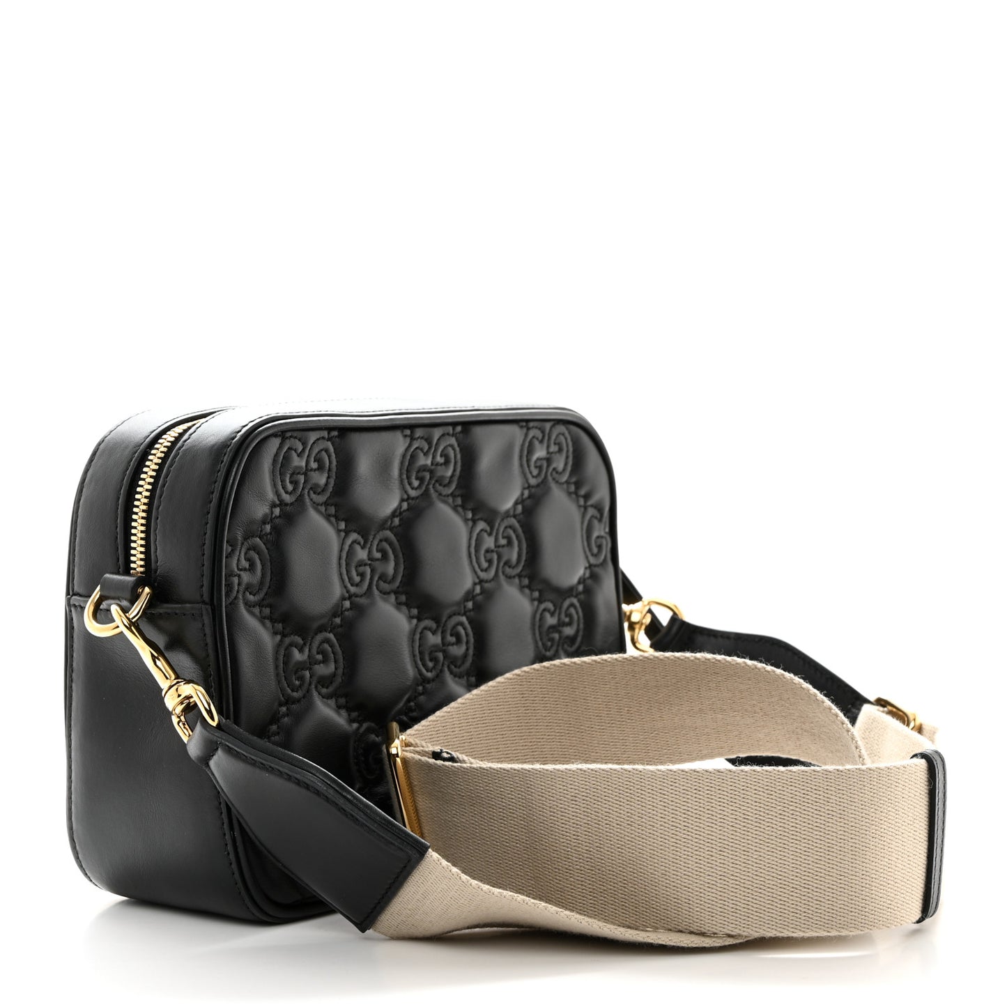 Calfskin GG Matelasse Shoulder Bag Black Natural