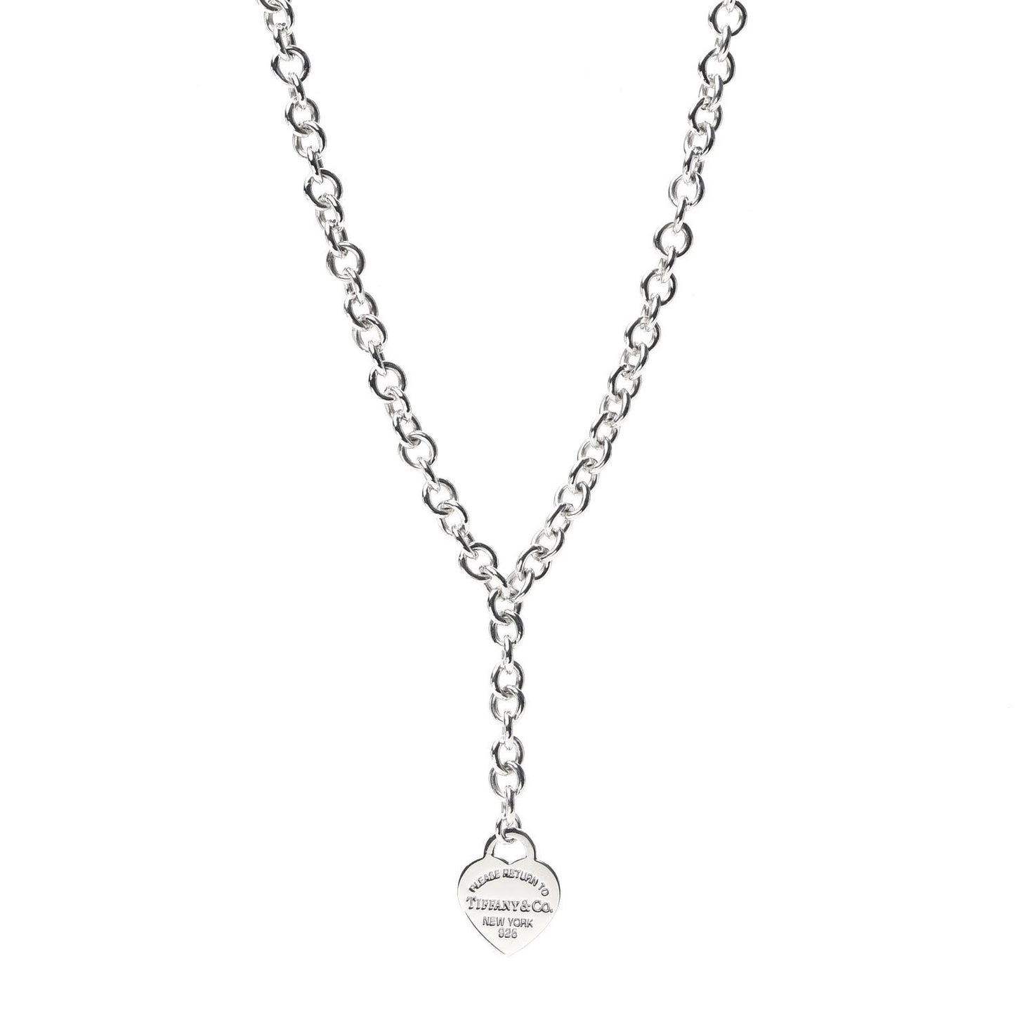 Sterling Silver Return To Heart Tag Lariat Necklace