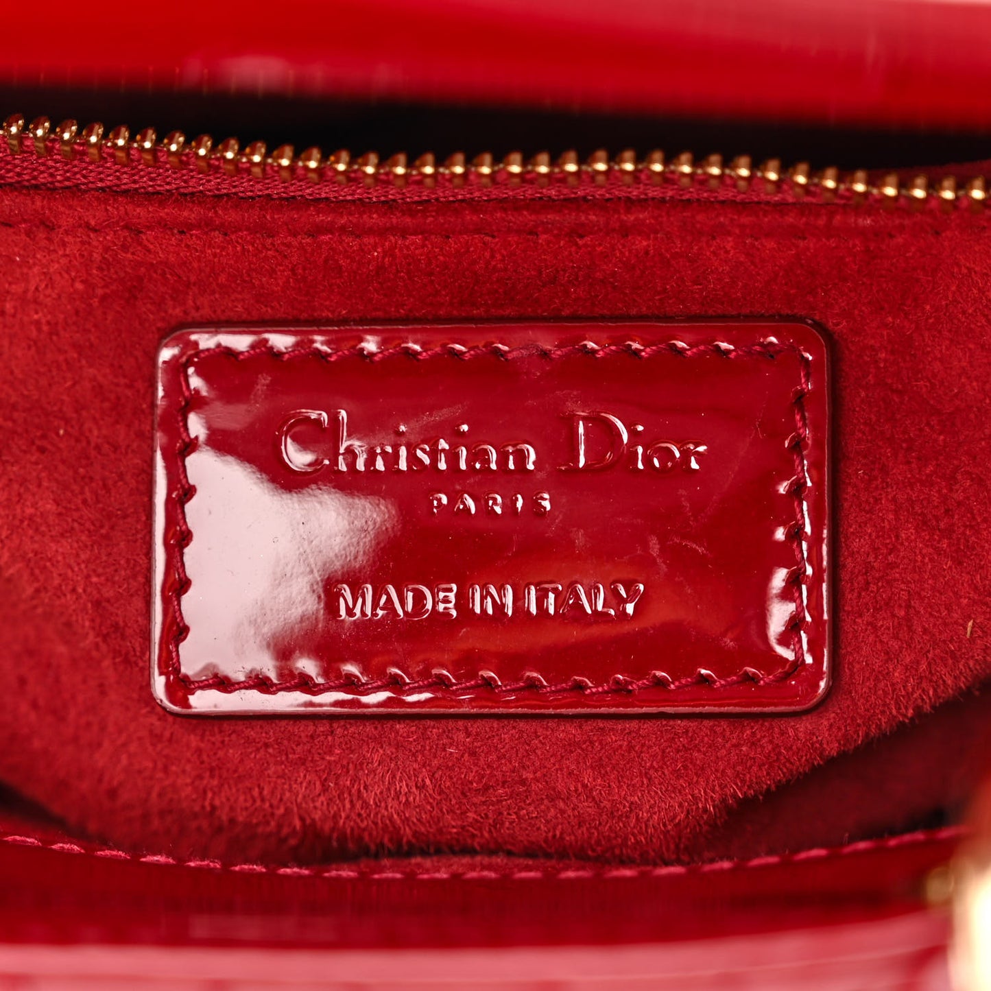 Patent Cannage Mini Lady Dior Red