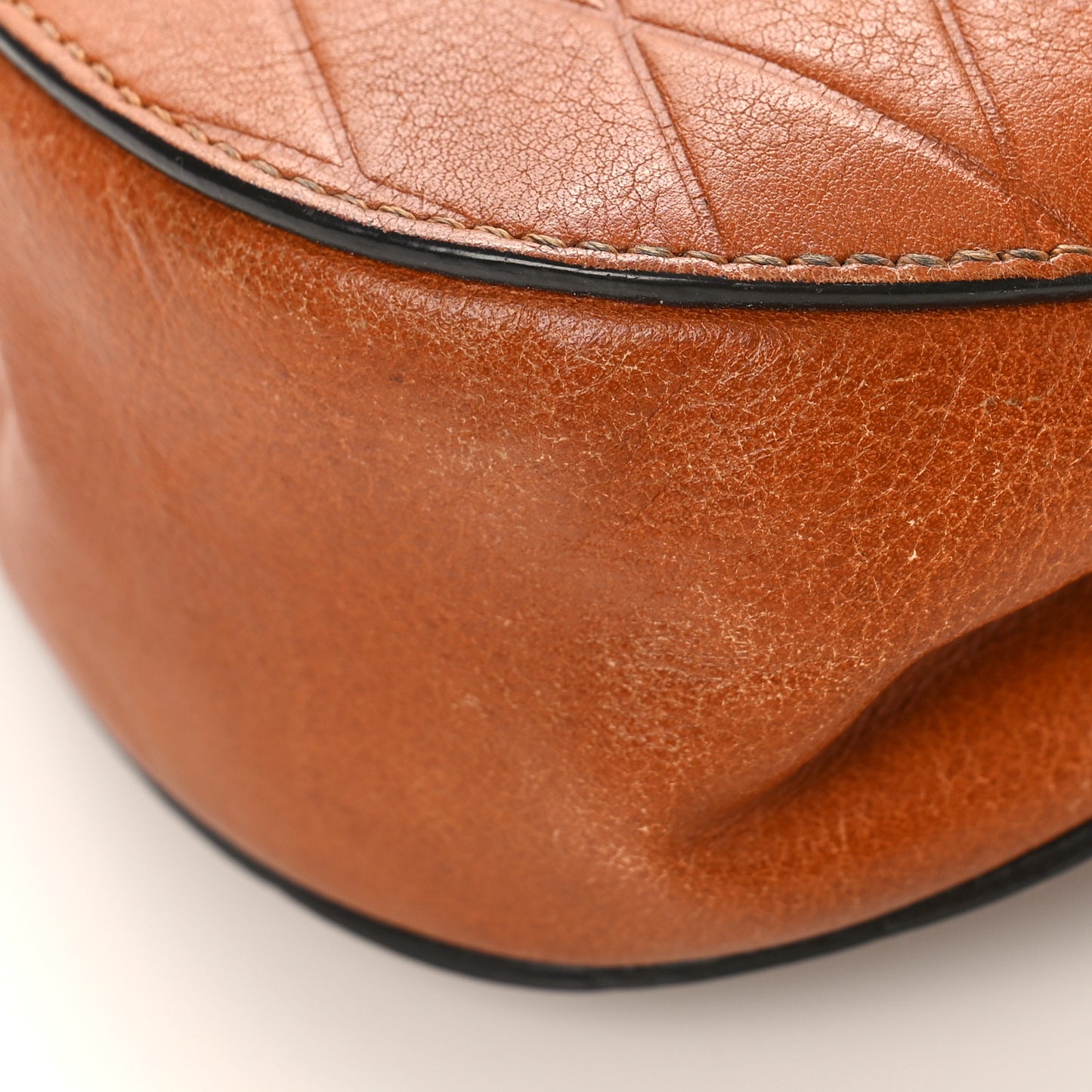 Lambskin Diamond Embossed Small Drew Shoulder Bag Caramel