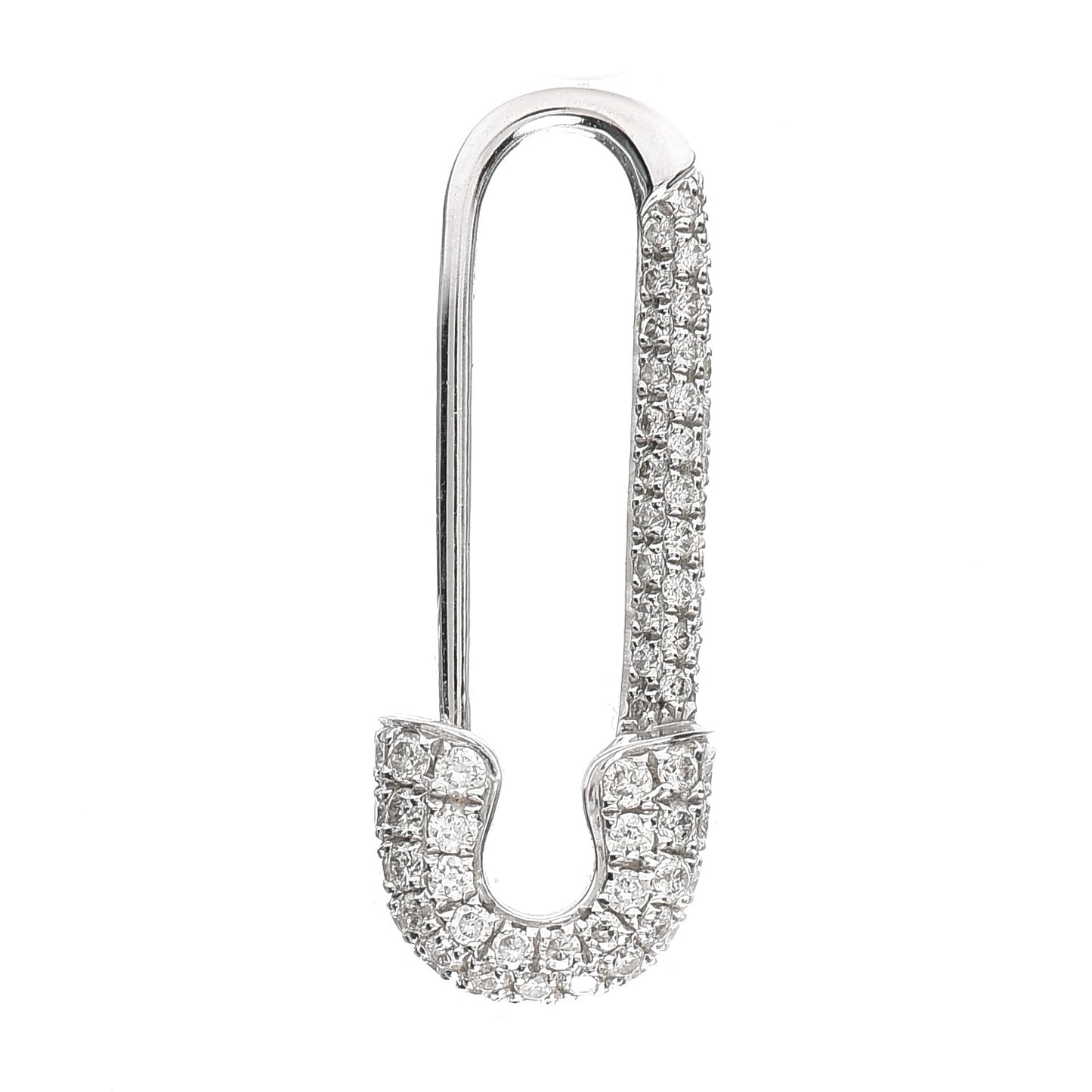 18K White Gold Diamond Mini Safety Pin Earring