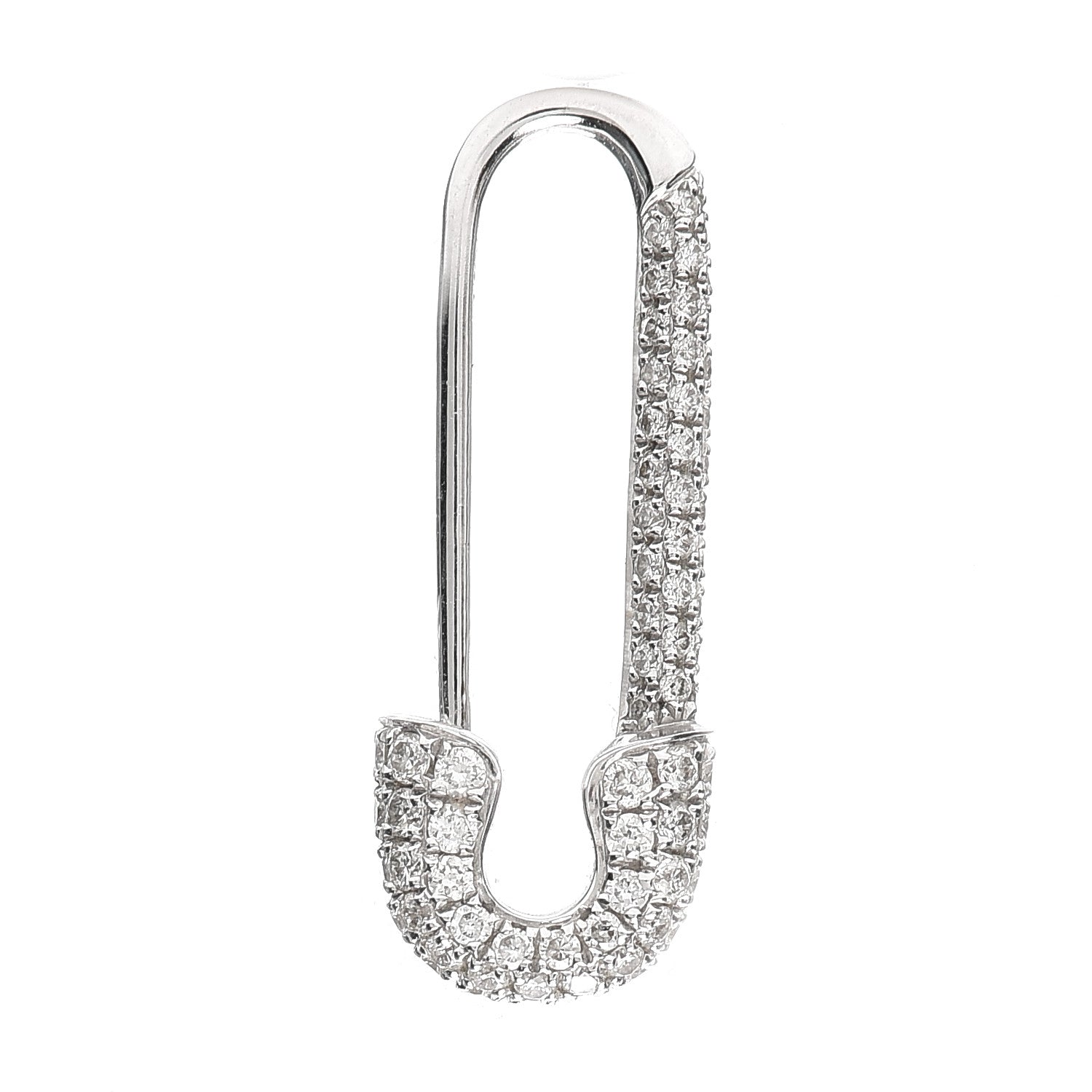Anita Ko 18K White Gold Diamond Mini Safety Pin Earring 1 of 3