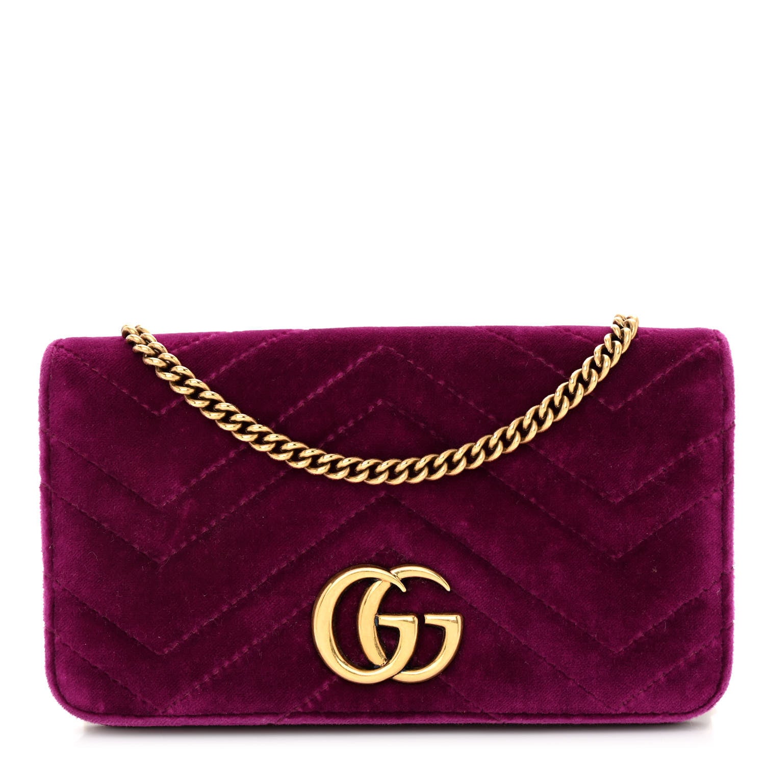 Gucci Velvet Matelasse GG Marmont Mini Bag Fuchsia Violet Cyclamen 1 of 12